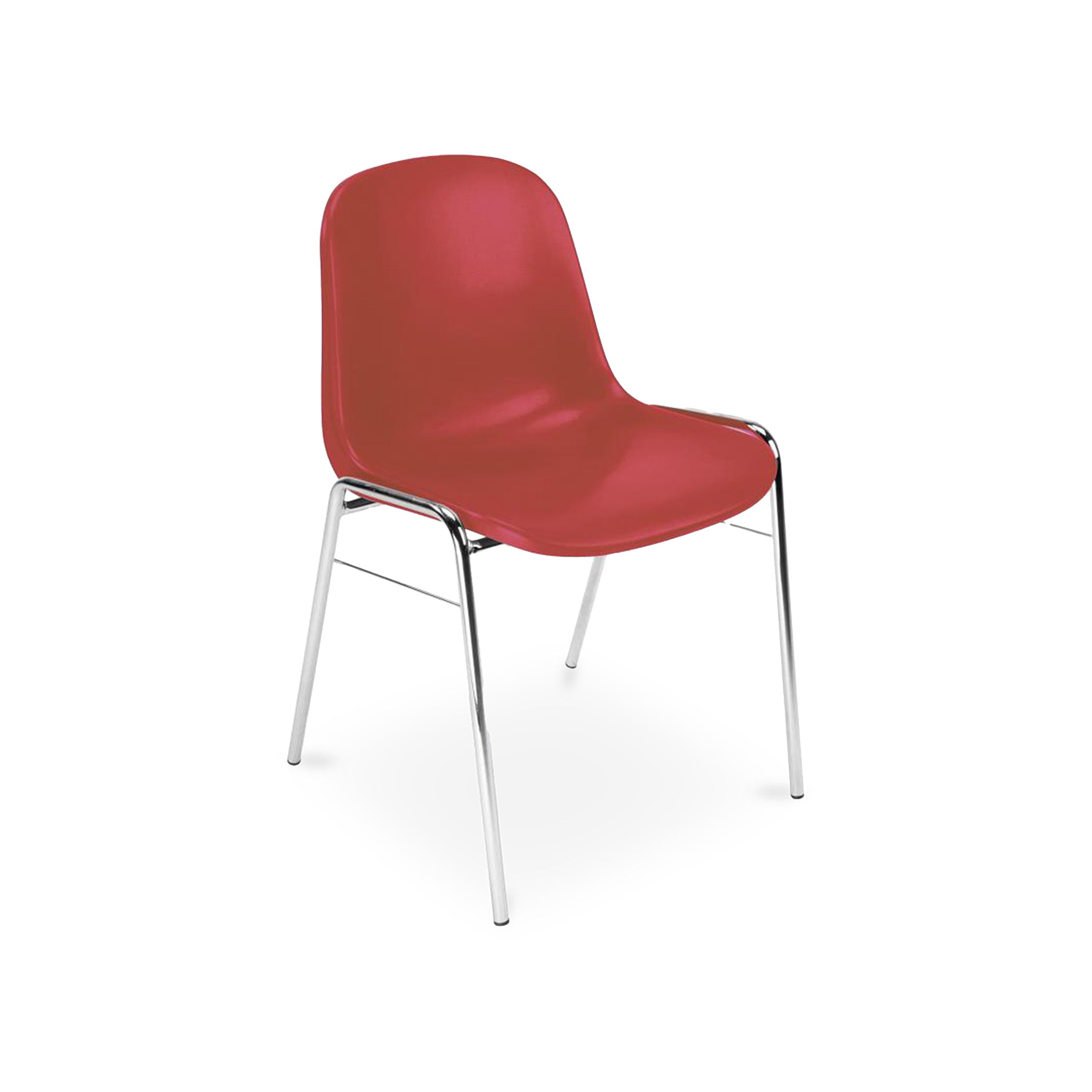 Stapelbarer Schalenstuhl aus Kunststoff, Farbe Rot/Chrom – modernes Design Stapelbarer Schalenstuhl aus Kunststoff, Farbe Rot/Chrom – modernes Design
