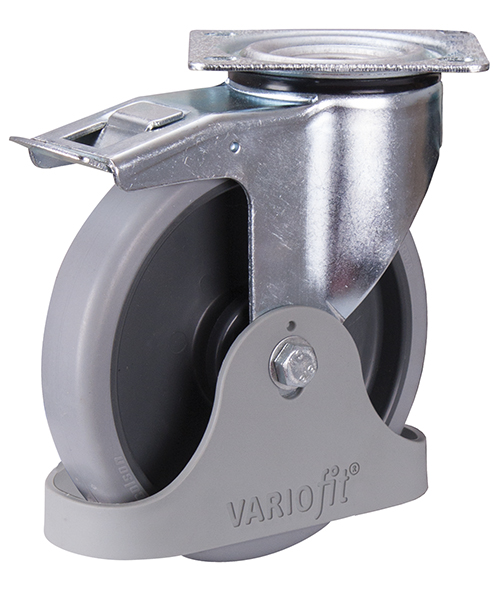 Stabile Bremsrolle mit thermoplastischer Bereifung, Ø 200 mm, 225 kg Traglast