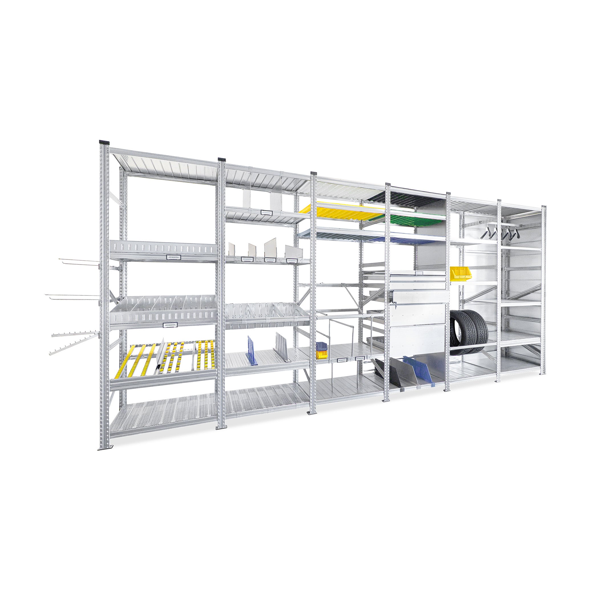 Anbauregal aus Metall 93,5 × 50 × 200 cm – 5 Fachböden, Traglast 185 kg pro Boden, robust & flexibel