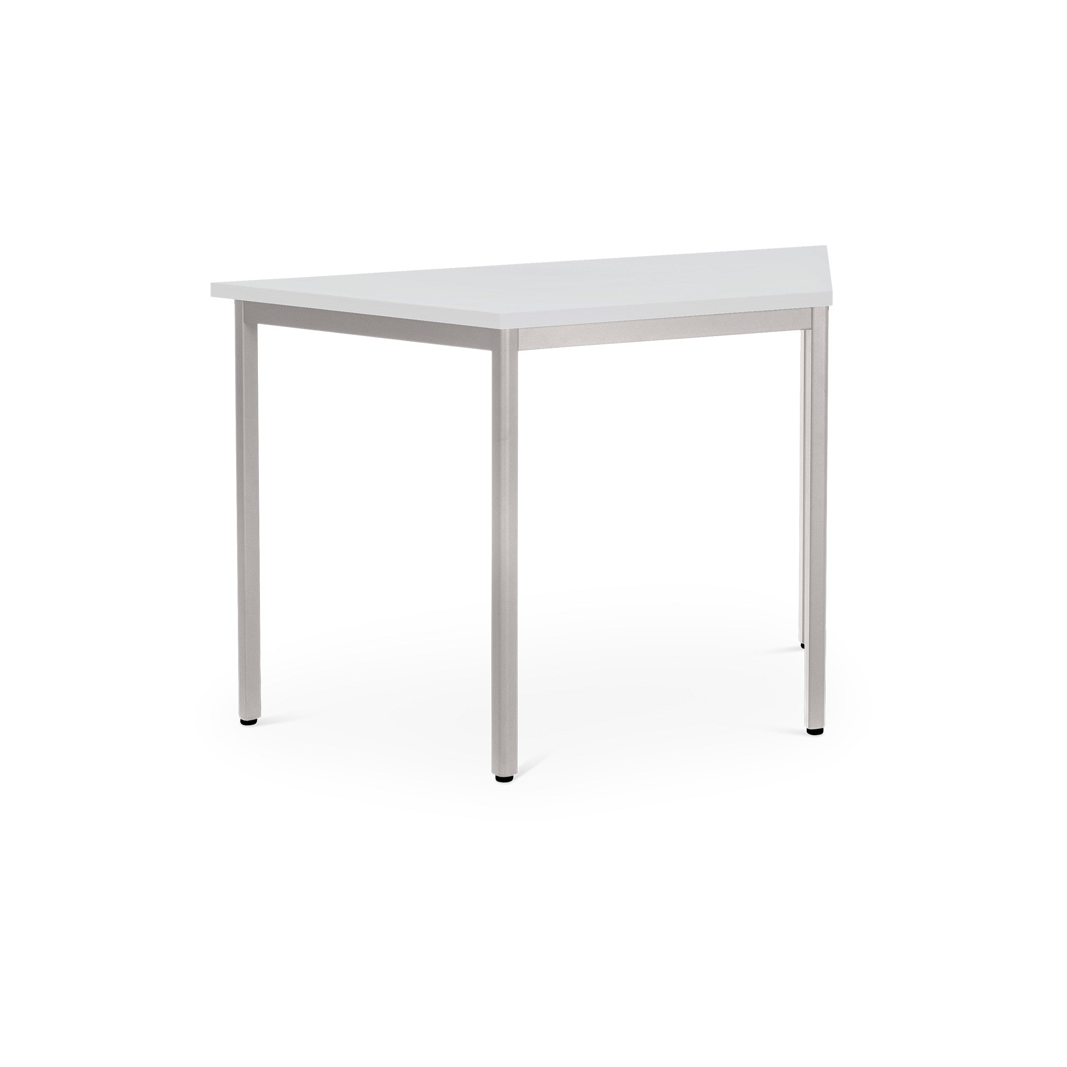 Trapezförmiger Mehrzwecktisch 1200 × 600 × 750 mm, mit lackierten Füßen, Farbe Weißaluminium/Weiß Trapezförmiger Mehrzwecktisch 1200 × 600 × 750 mm, mit lackierten Füßen, Farbe Weißaluminium/Weiß