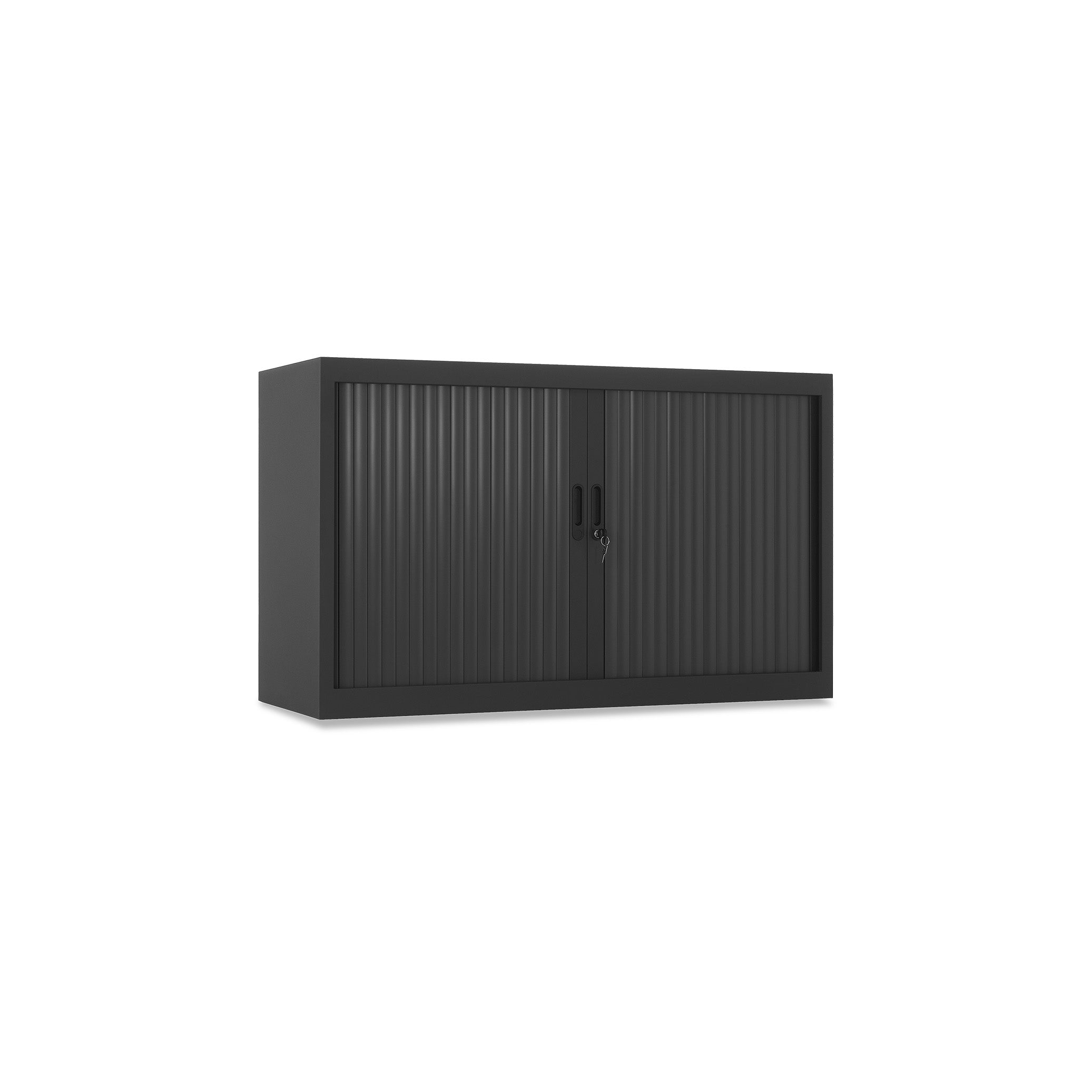 Kompakter Rollladenschrank 1200 × 450 × 750 mm, farbe tiefschwarz/schwarz, 1,5 Ordnerhöhen, 1 Fachboden Kompakter Rollladenschrank 1200 × 450 × 750 mm, farbe tiefschwarz/schwarz, 1,5 Ordnerhöhen, 1 Fachboden