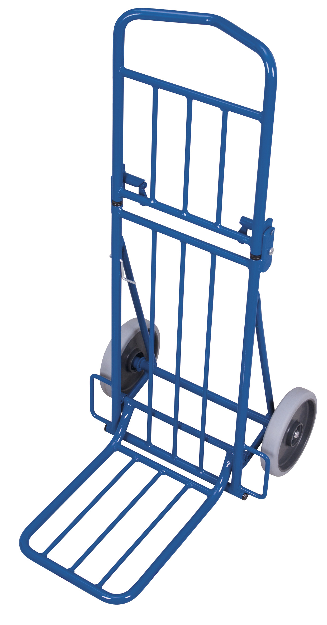 Praktischer Paketroller 2-fach zusammenklappbar, 475 x 625 x 1025 mm, 100 kg Traglast, thermoplastische Gummibereifung, RAL 5010 Praktischer Paketroller 2-fach zusammenklappbar, 475 x 625 x 1025 mm, 100 kg Traglast, thermoplastische Gummibereifung, RAL 5010