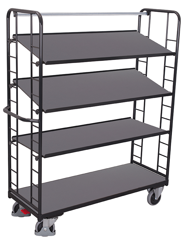 Funktionaler Etagenwagen 1510 × 550 mm mit 4 Holzböden, 250 kg Traglast, RAL 7016, ideal für Lager & Werkstatt Leistungsfähiger Etagenwagen 1805 × 650 mm mit 4 Holzböden, 400 kg Traglast, RAL 7016, ideal für Lager & Werkstatt
