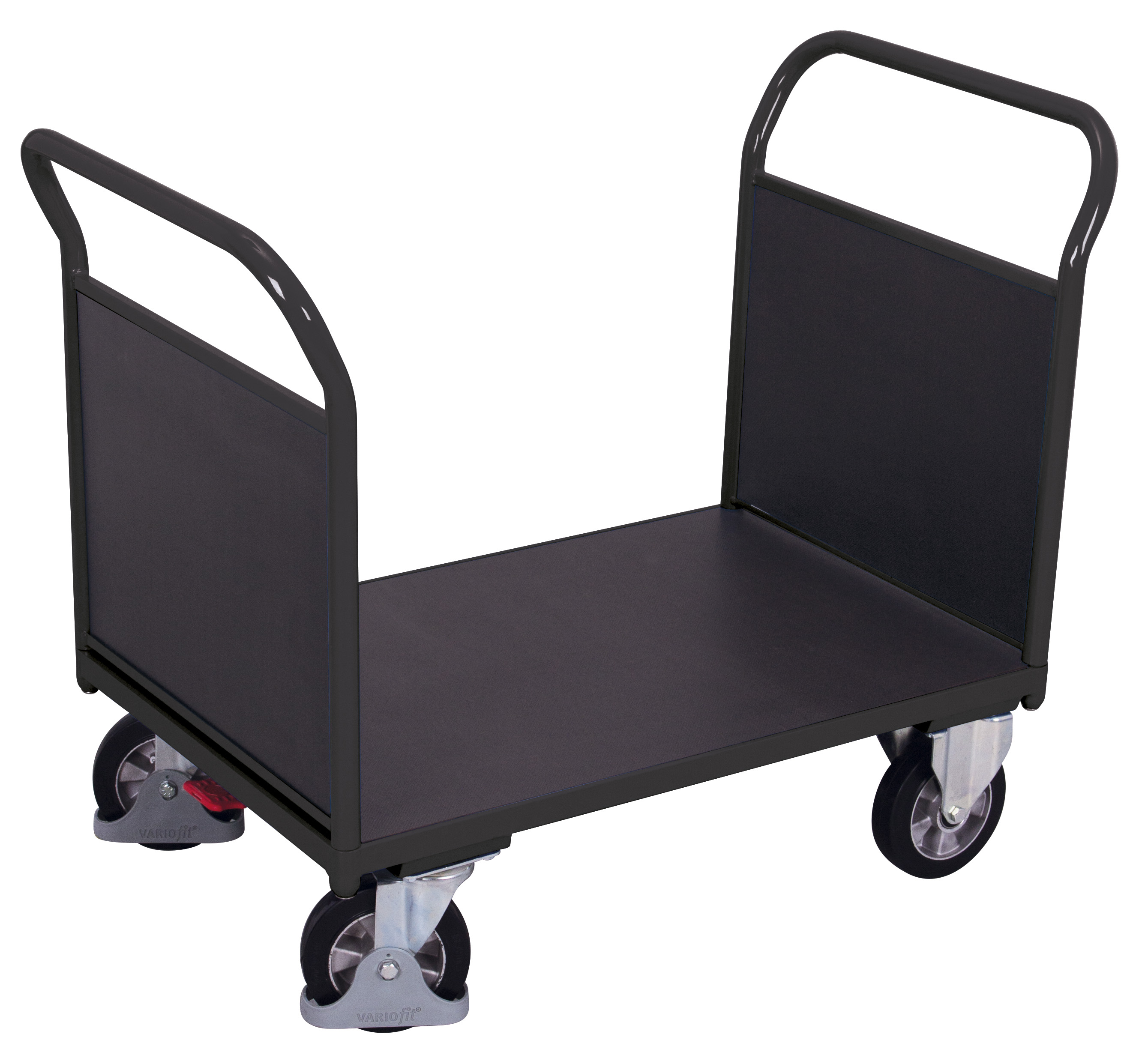 Extra großer Doppel-Stirnwandwagen 2195 × 800 mm mit Siebdruckplatte, 1000 kg Traglast, RAL 7016, ideal für Lager & Werkstatt