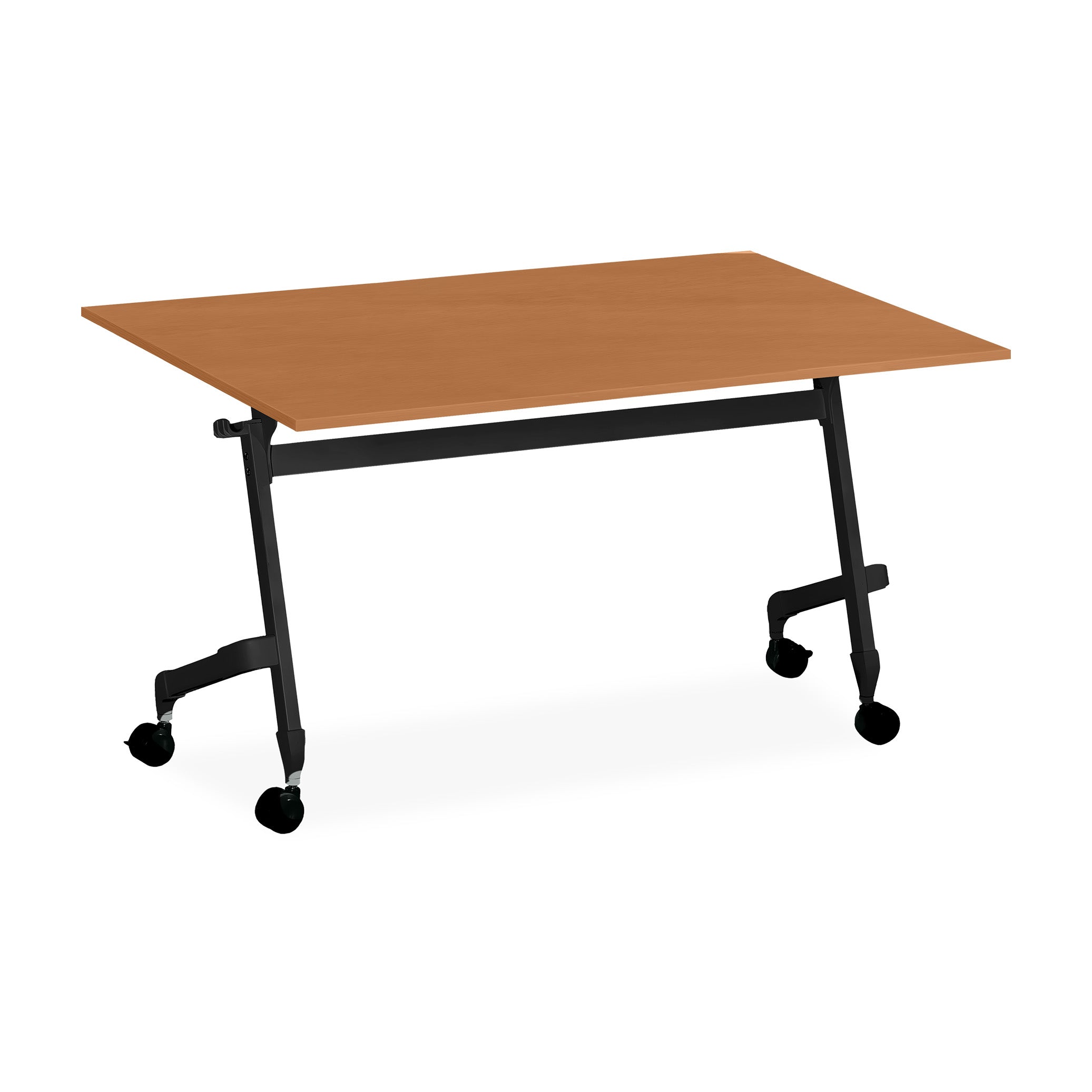 Großzügiger Klapptisch 1600 × 800 mm, mit Rollen, Höhe 720 mm, Farbe Tiefschwarz/Buche Großzügiger Klapptisch 1600 × 800 mm, mit Rollen, Höhe 720 mm, Farbe Tiefschwarz/Buche