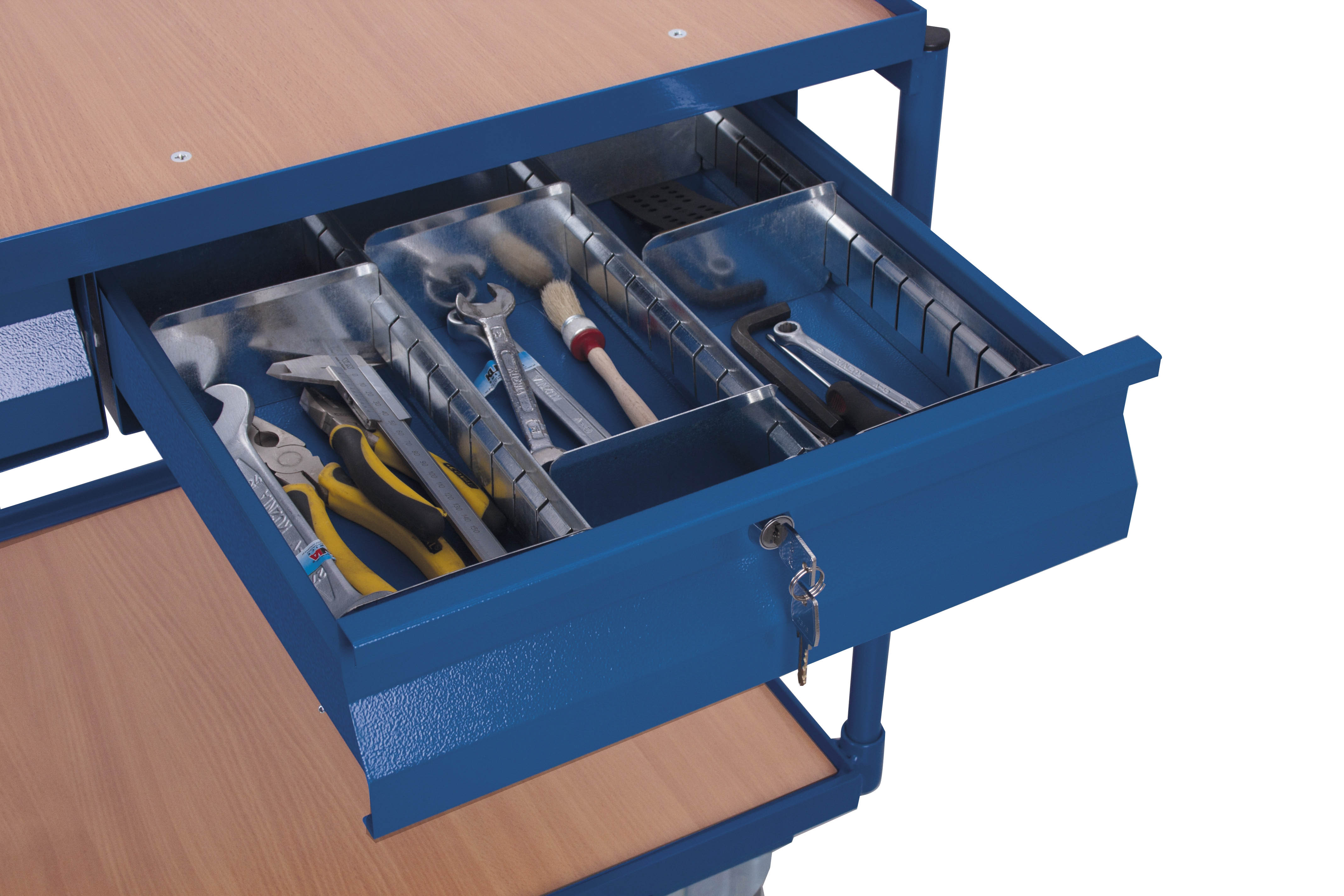 Schubladeneinteilungsset aus Stahlblech, steckbar mit 4 Längsteilern und 12 Trennblechen, für Werkstattwagen Schubladeneinteilungsset aus Stahlblech, steckbar mit 4 Längsteilern und 12 Trennblechen, für Werkstattwagen