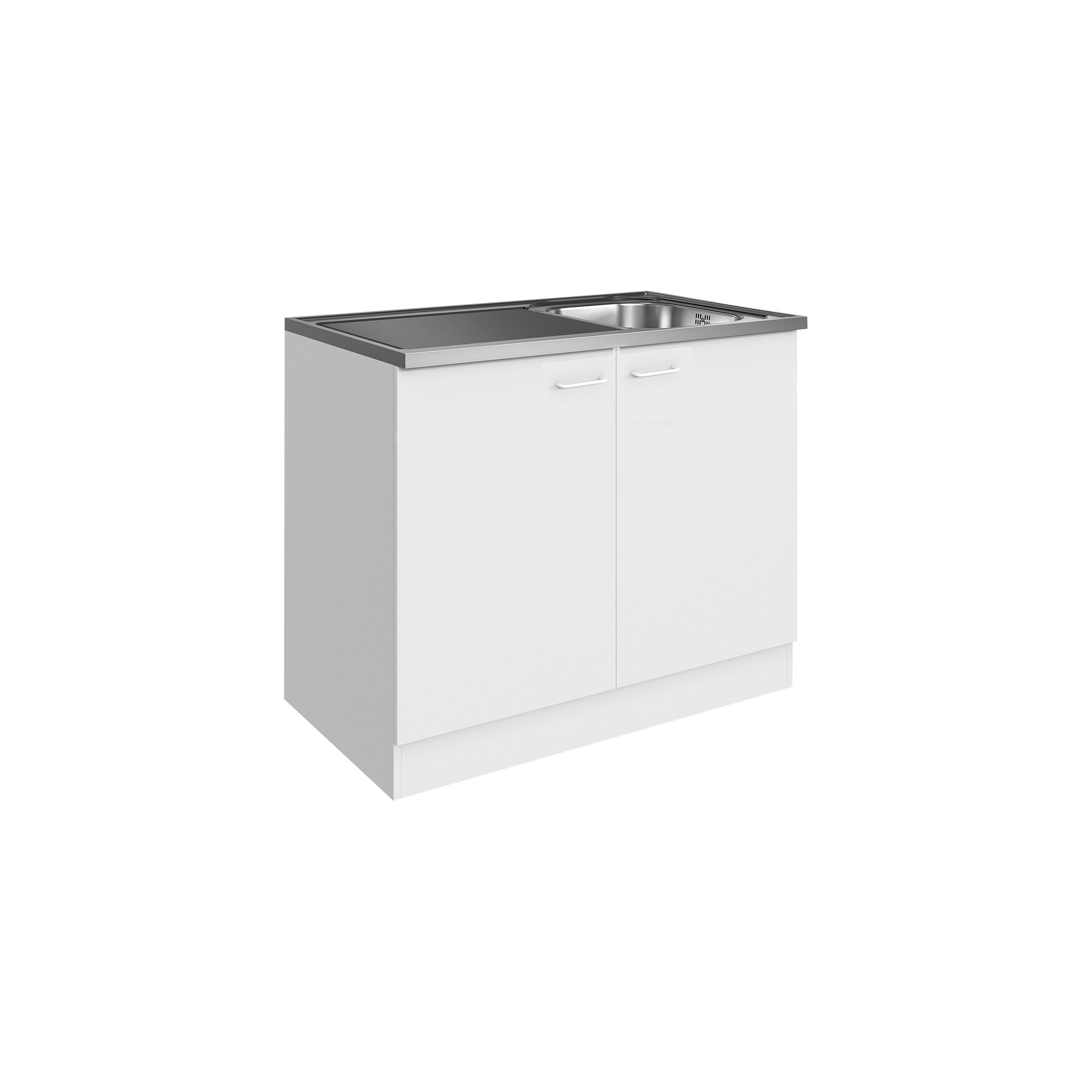 Funktionaler Spülenunterschrank 1000 × 600 × 850 mm, Farbe Weiß Funktionaler Spülenunterschrank 1000 × 600 × 850 mm, Farbe Weiß
