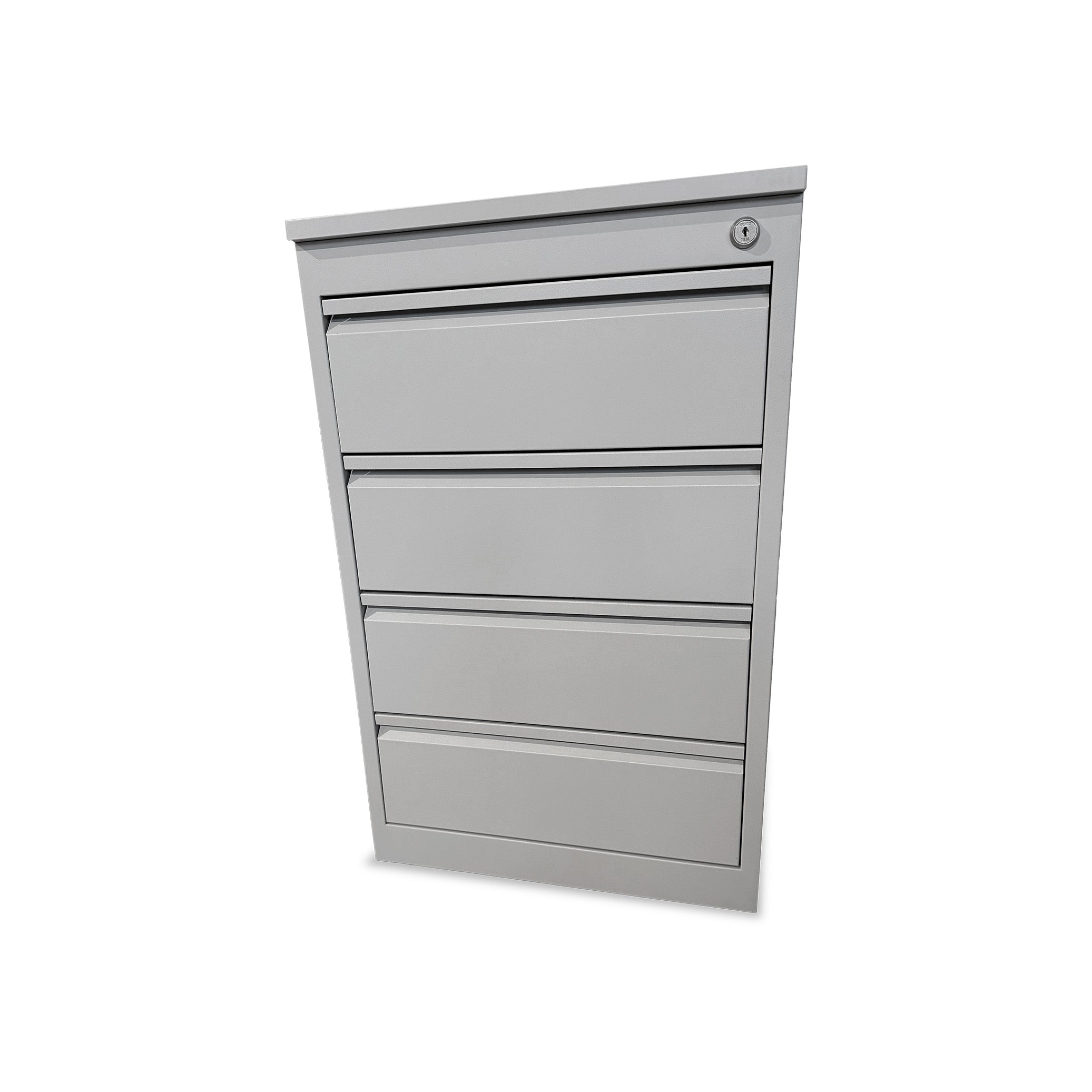 Stabiler Stahl Standcontainer mit 4 Schubladen – ideal für geordnetes Arbeiten in Lichtgrau