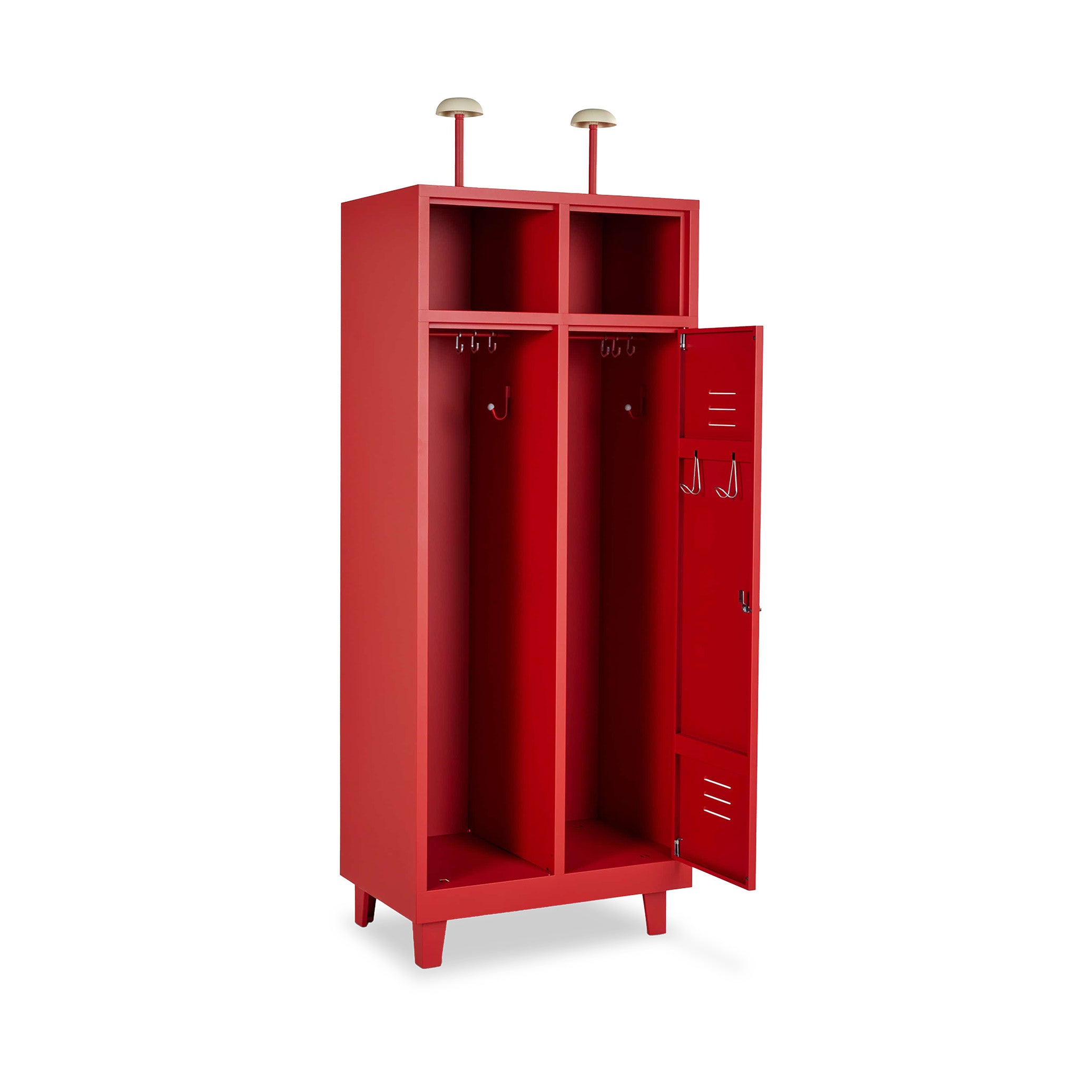Geräumiger Feuerwehrschrank 800 × 500 × 1800 mm, Farbe feuerrot, 2 abteile