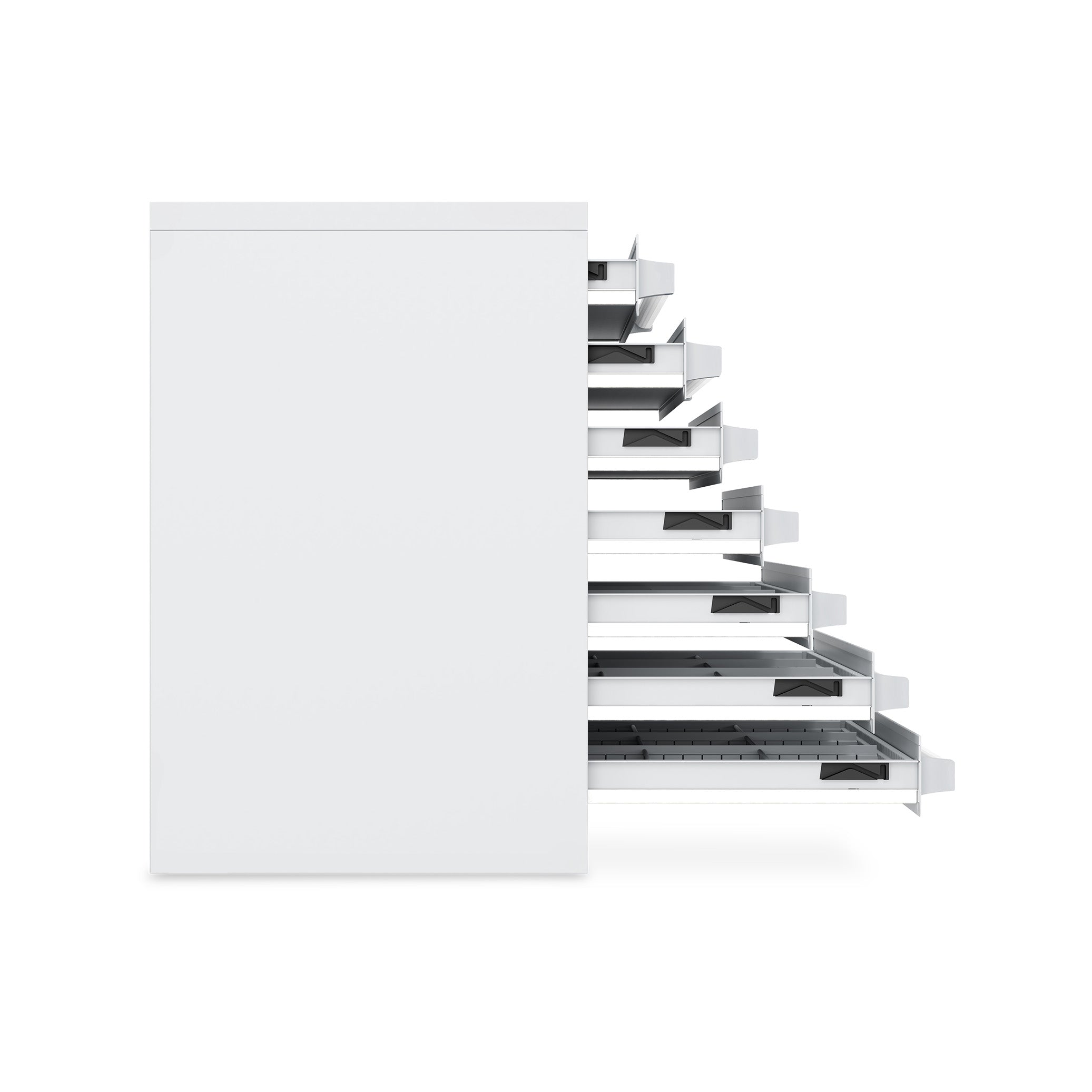 Kompakter Schubladenschrank 800 × 525 × 800 mm – 7 Schubladen à 100 mm, Farbe lichtgrau / lichtgrau