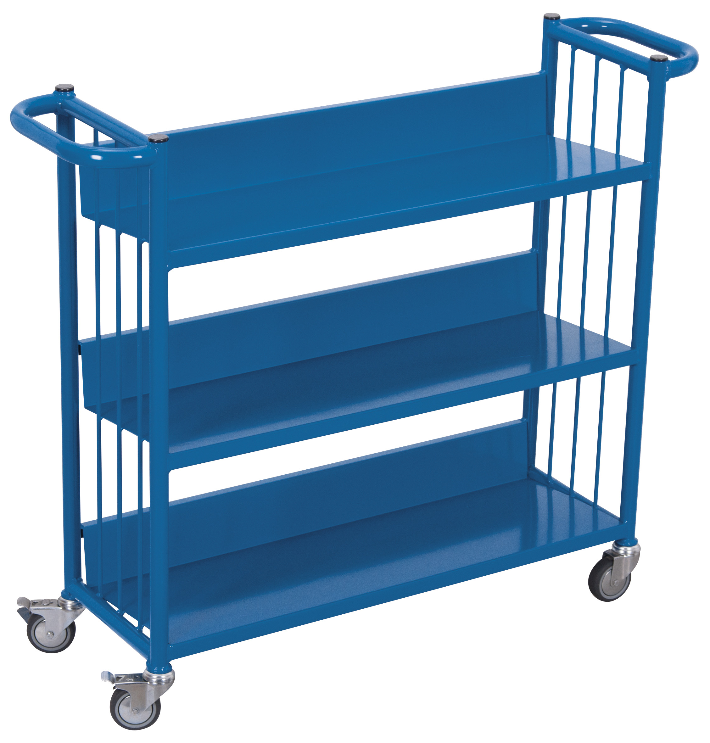 Kompakter Büchertransportwagen, 1085 × 300 × 900 mm, RAL 5010, 150 kg Traglast Kompakter Büchertransportwagen, 1085 × 300 × 900 mm, RAL 5010, 150 kg Traglast