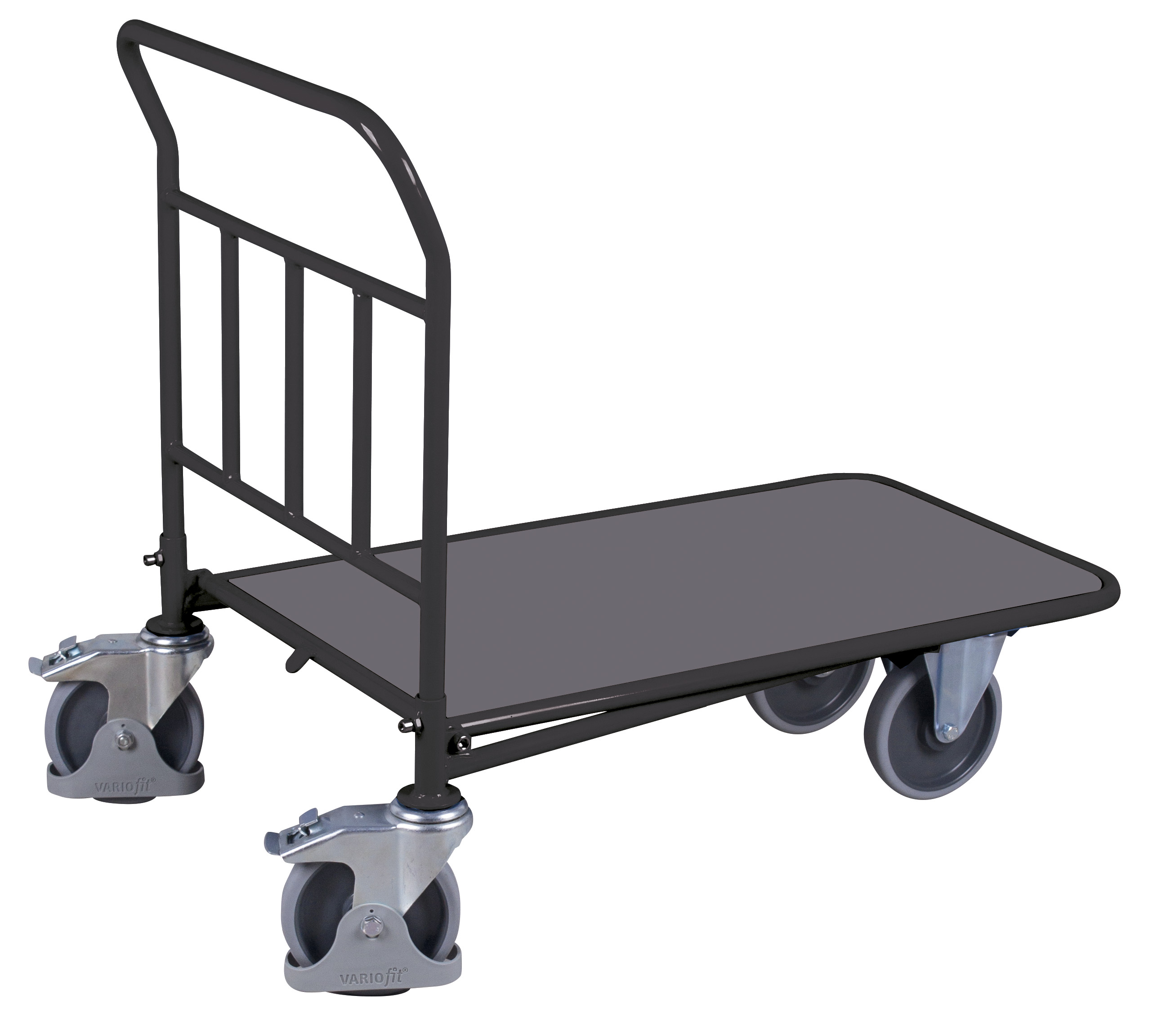 Praktischer C+C Wagen 990 × 640 mm mit Holzladefläche, 400 kg Traglast, RAL 7016, ideal für Lager & Werkstatt Großzügiger C+C Wagen 1140 × 840 mm mit Holzladefläche, 500 kg Traglast, RAL 7016, ideal für Lager & Werkstatt