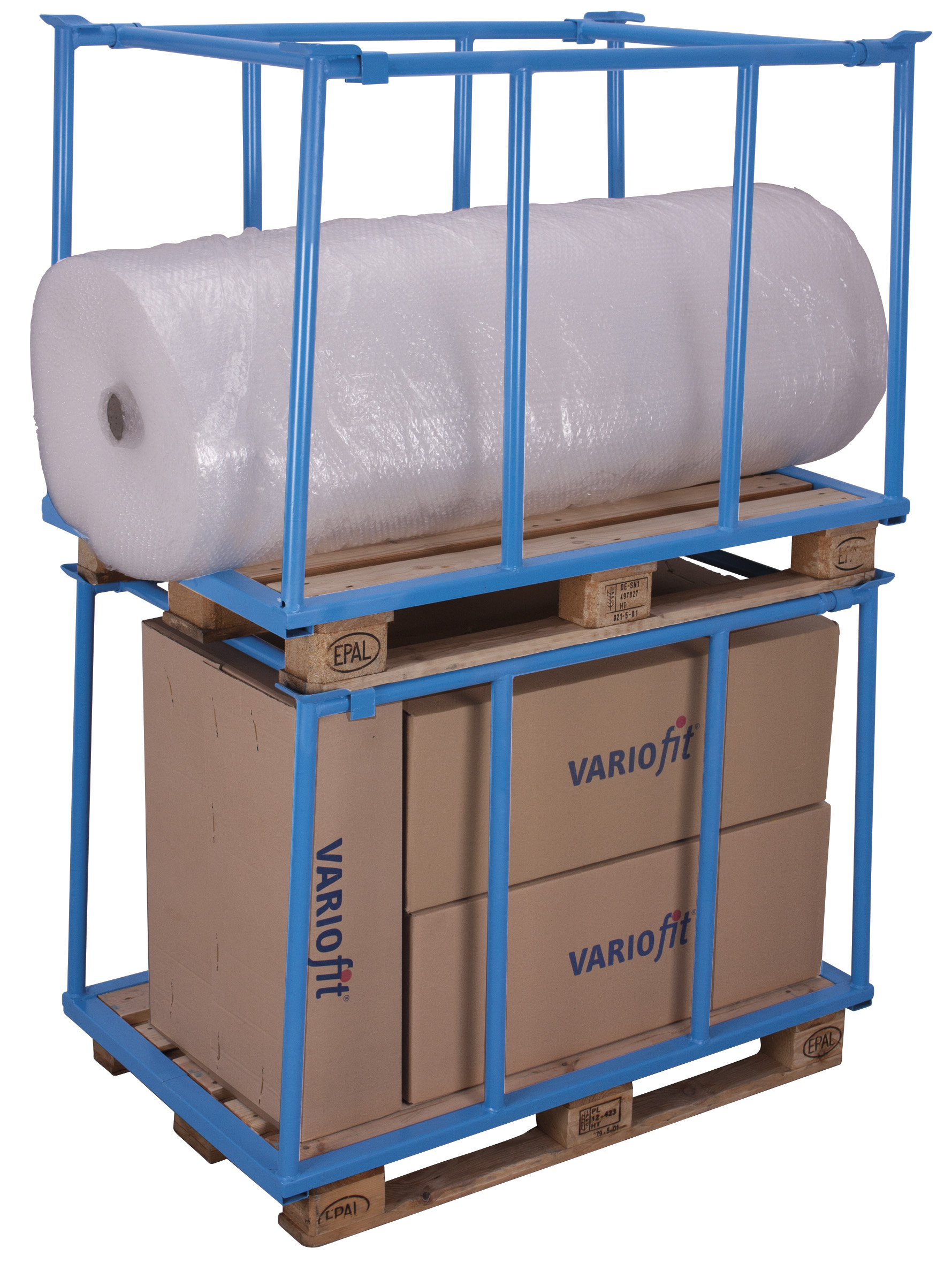 Strapazierfähiger Palettenaufsatz Typ 75, 1200 × 800 mm, RAL 5010, Nutzhöhe 1555 mm, 1000 kg Auflast, klappbar, stapelbar