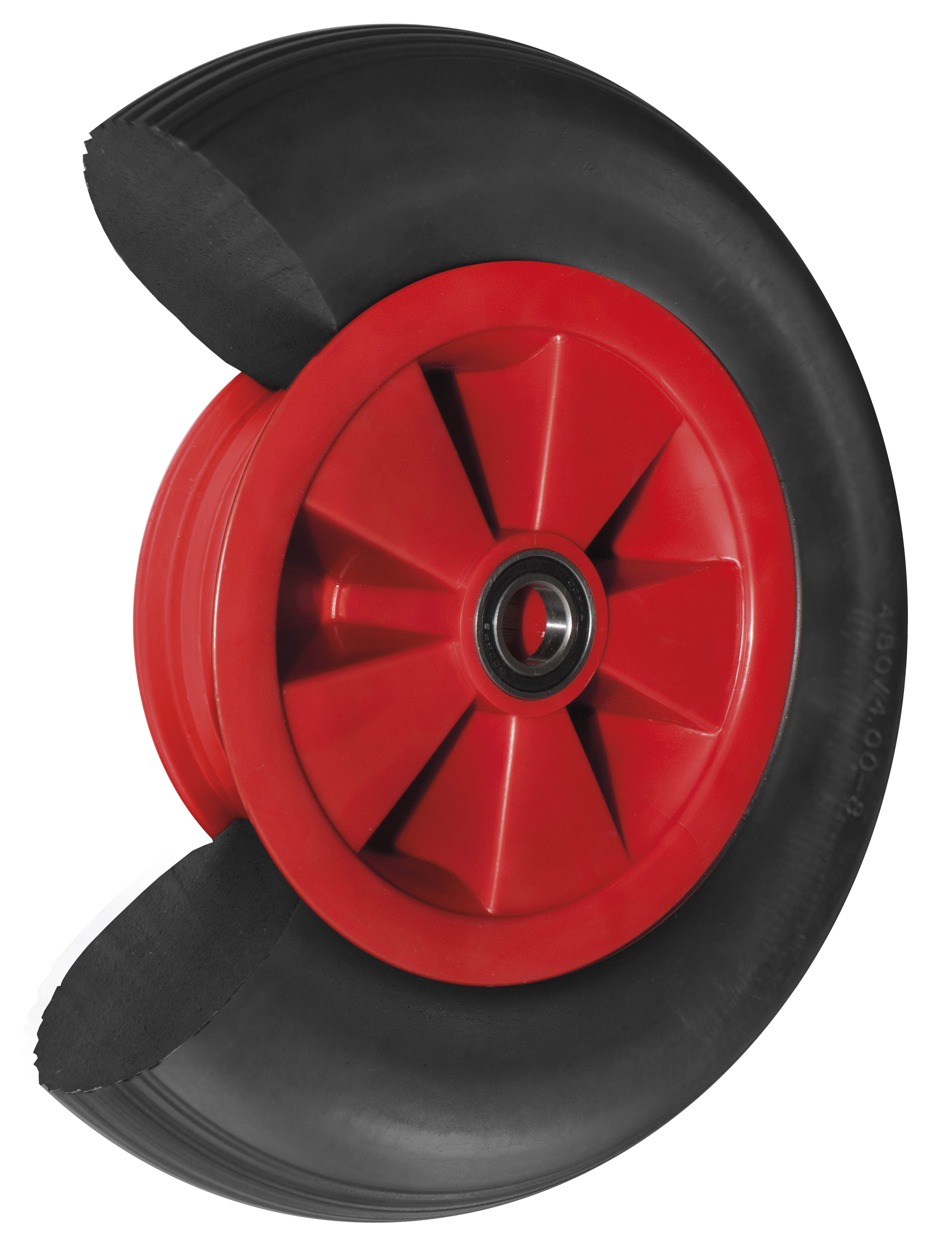 Zuverlässiges pannensicheres Rad Ø 390 mm, Kunststofffelge feuerrot Zuverlässiges pannensicheres Rad Ø 390 mm, Kunststofffelge feuerrot