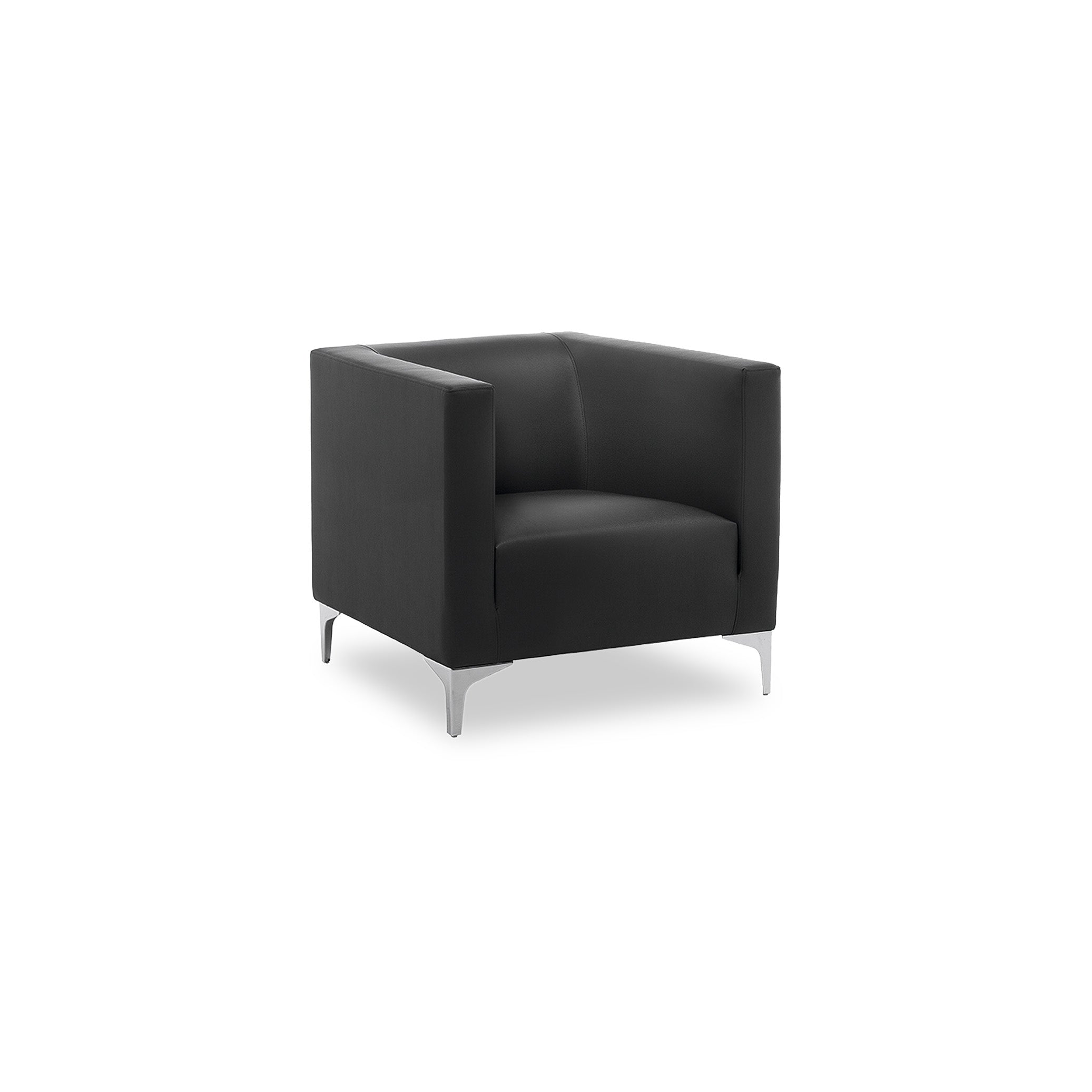 Elegante Wartebereich Couch Argo Light 01 für 1 Person, Schwarz | Stabiler Massivholzrahmen, komfortable Polsterung, modernes Design