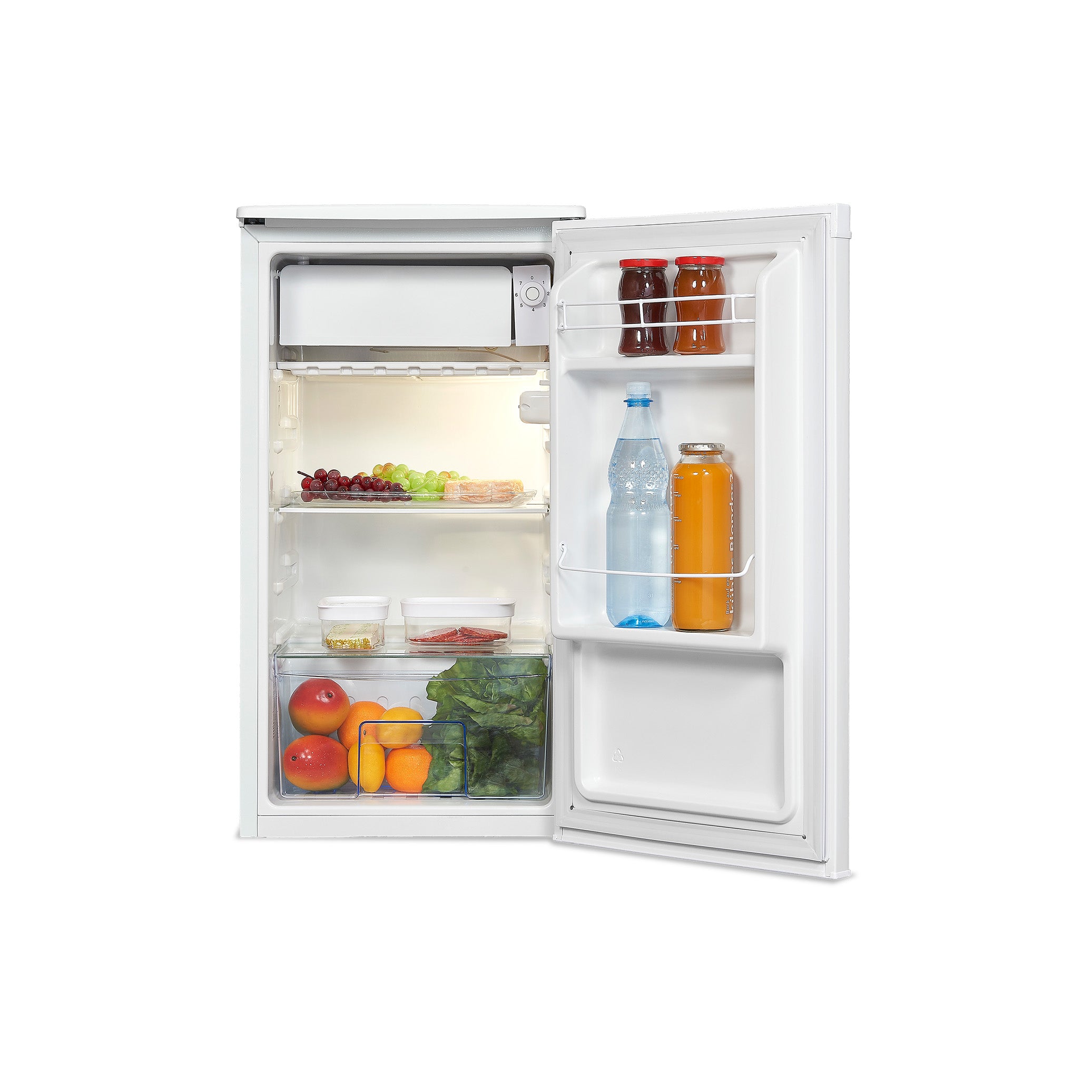 Kompakter Kühlschrank mit Gefrierfach – 450 × 450 × 845 mm, Farbe weiß Kompakter Kühlschrank mit Gefrierfach – 450 × 450 × 845 mm, Farbe weiß