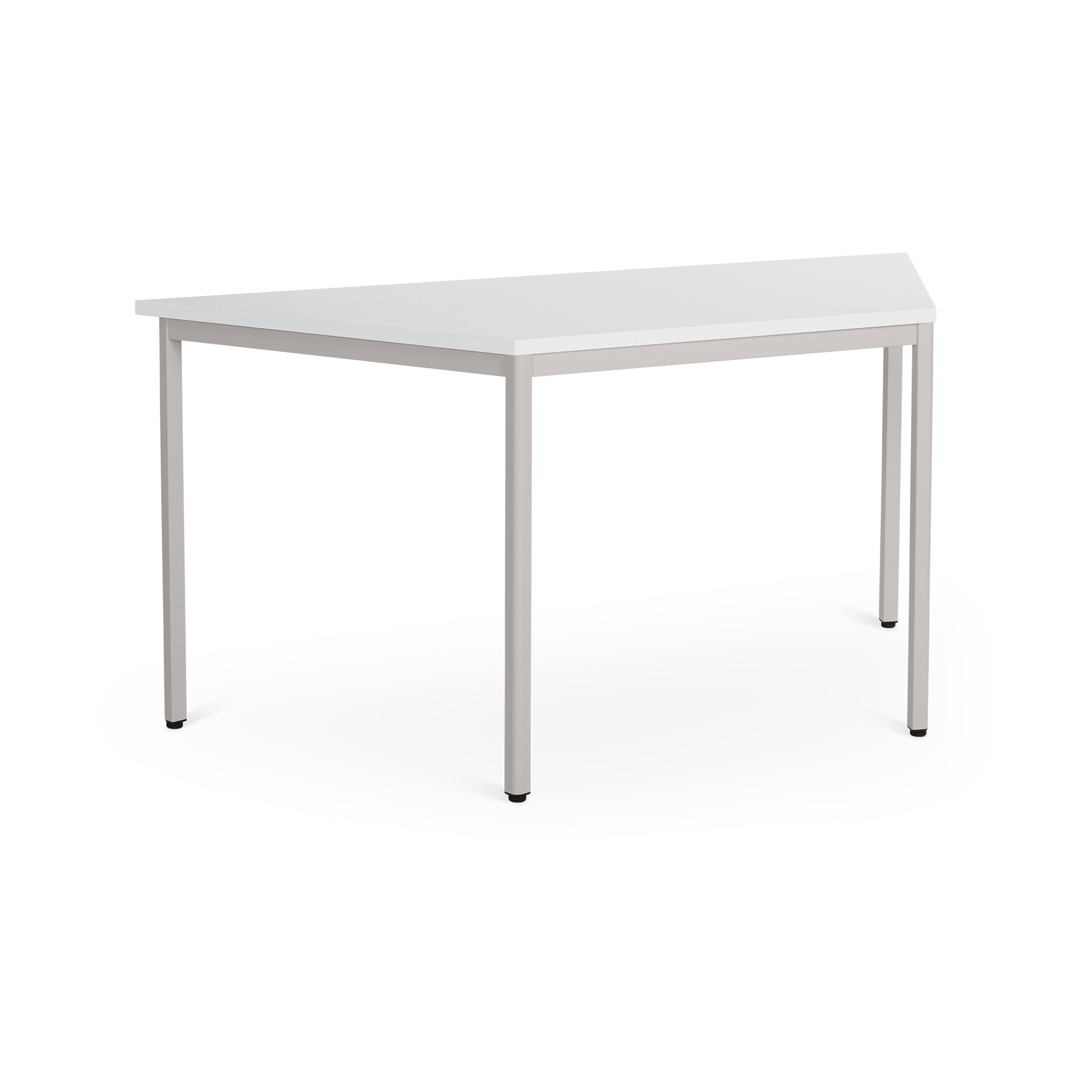 Trapezförmiger Mehrzwecktisch 1600 × 800 × 750 mm, mit lackierten Füßen, Farbe Weißaluminium/Weiß