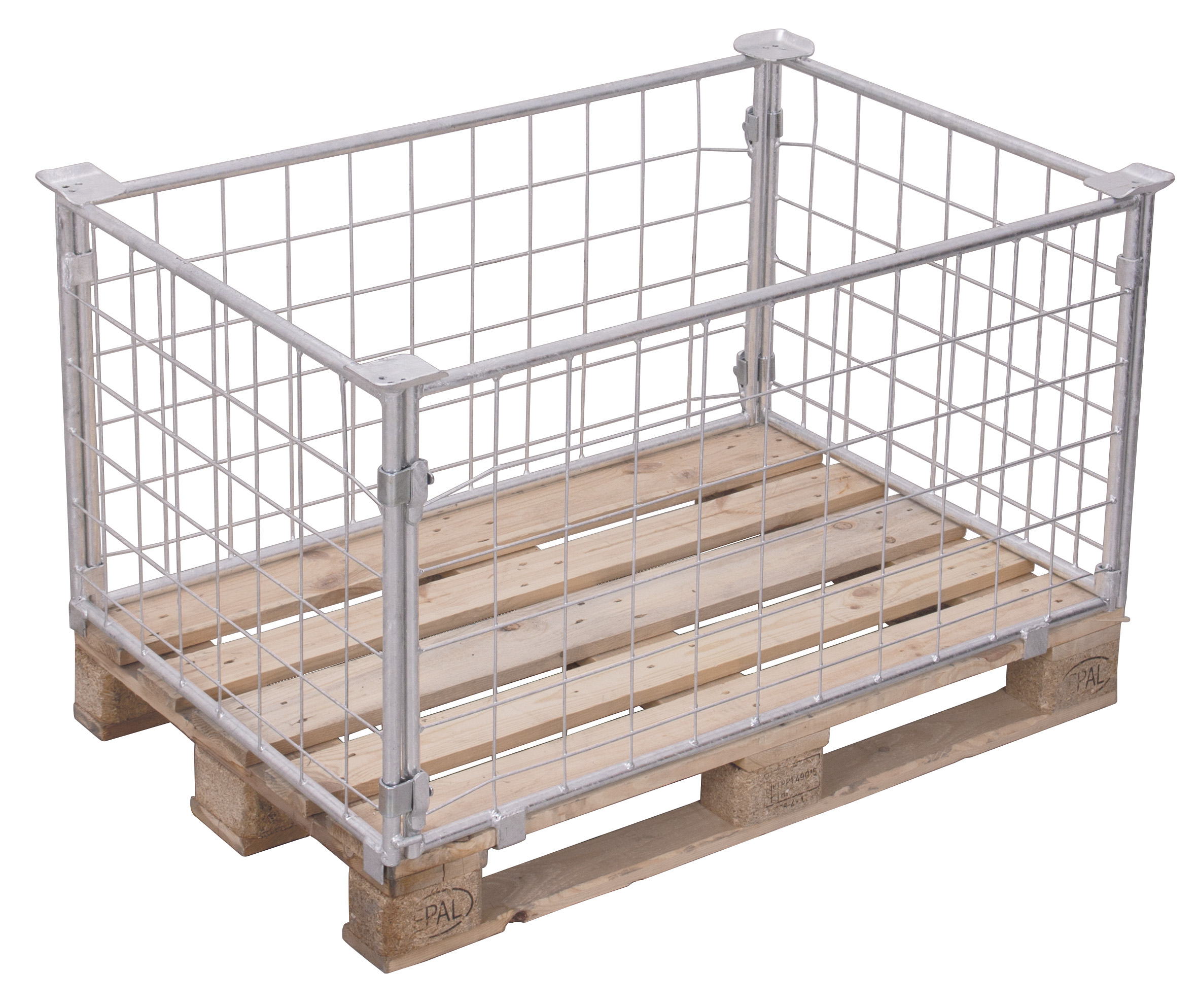Stabiler Palettenaufsatz Typ 62, feuerverzinkt, 1200 × 1000 mm, Nutzhöhe 600 mm, stapelbar bis 4-fach, 1500 kg Auflast
