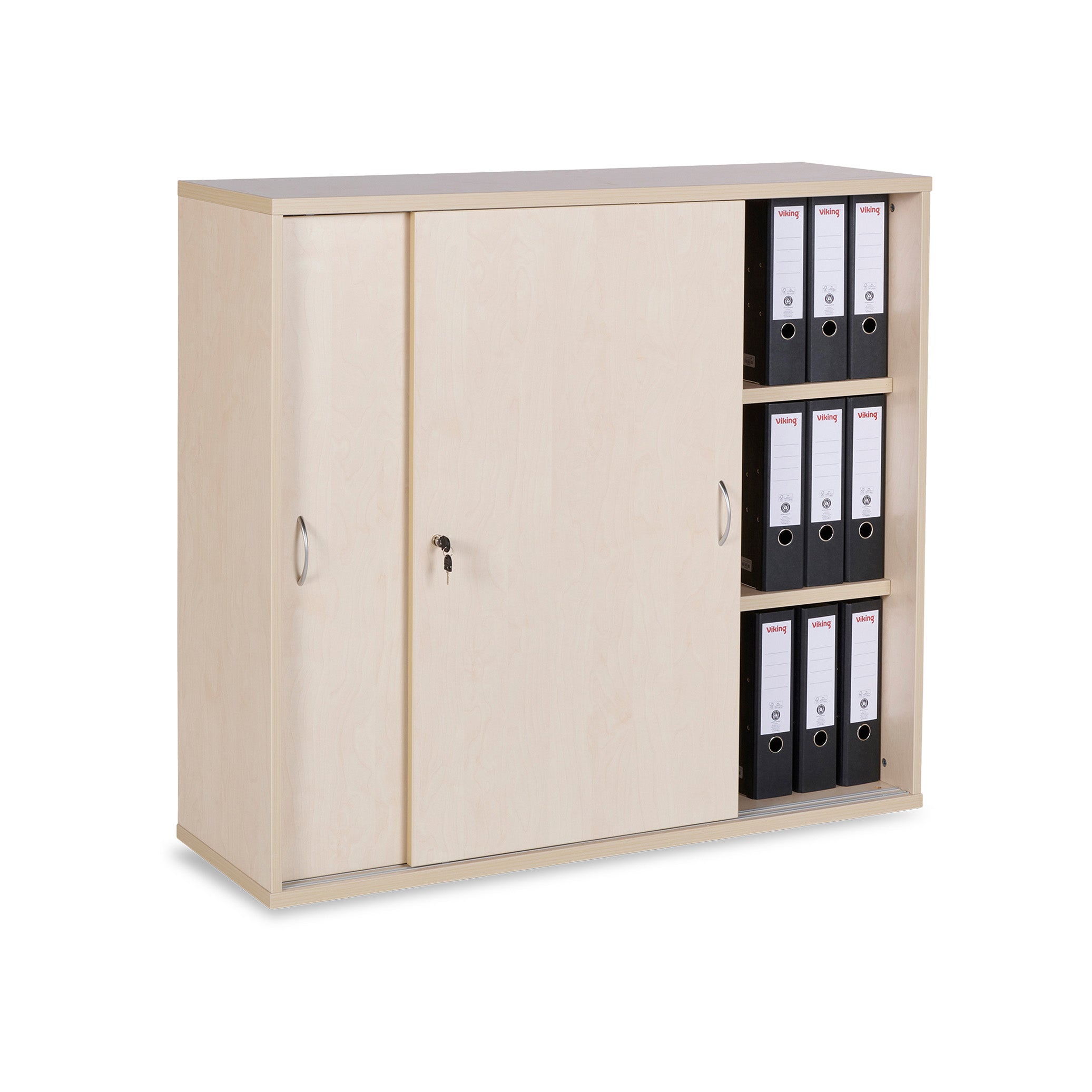 Funktionaler Schiebetürenschrank 1200 × 400 × 1095 mm, 3 Ordnerhöhen, Farbe Ahorn/Ahorn