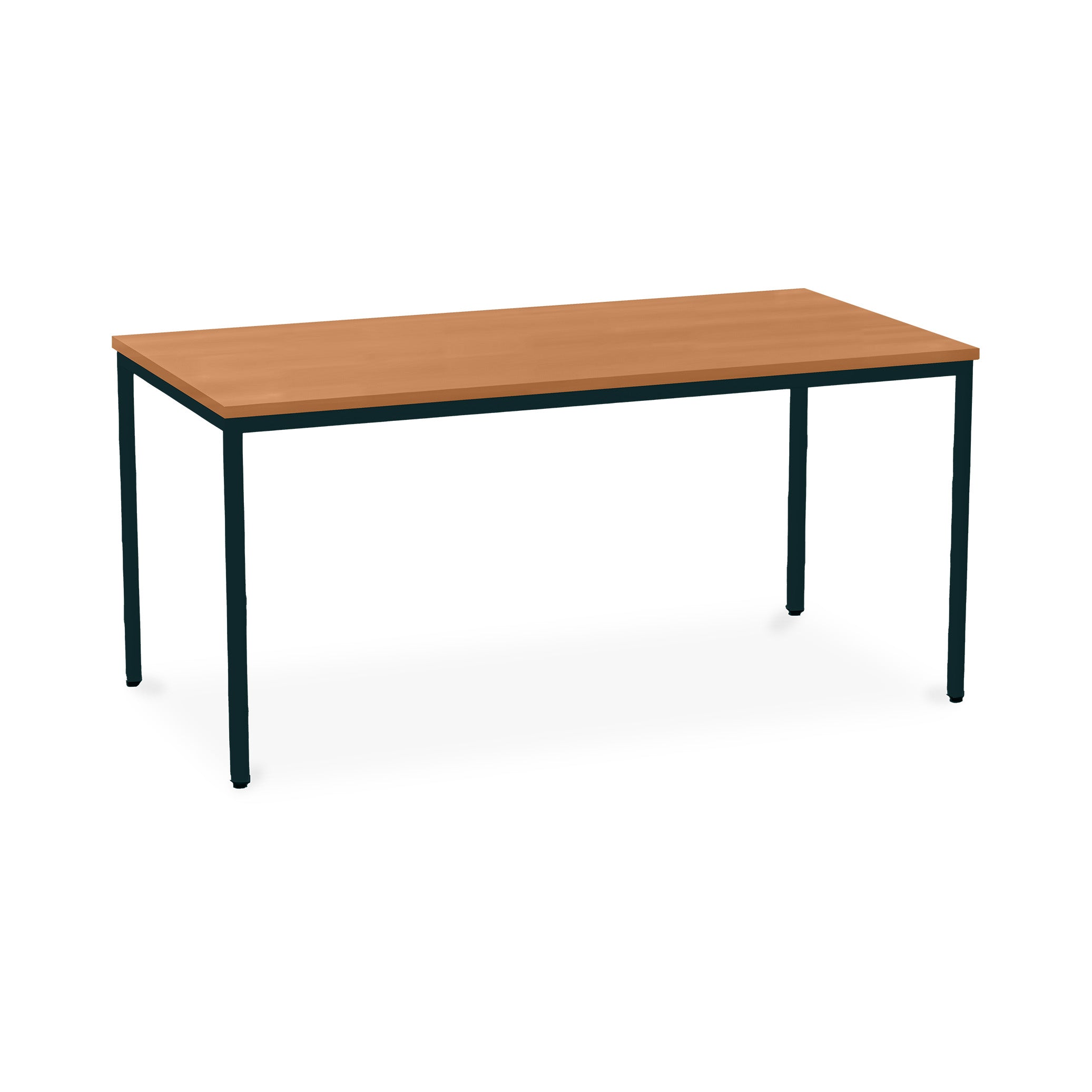 Stabiler Mehrzwecktisch 1600 × 600 × 750 mm, Rechteckfüße, Dekor Tiefschwarz/Buche – vielseitig einsetzbar