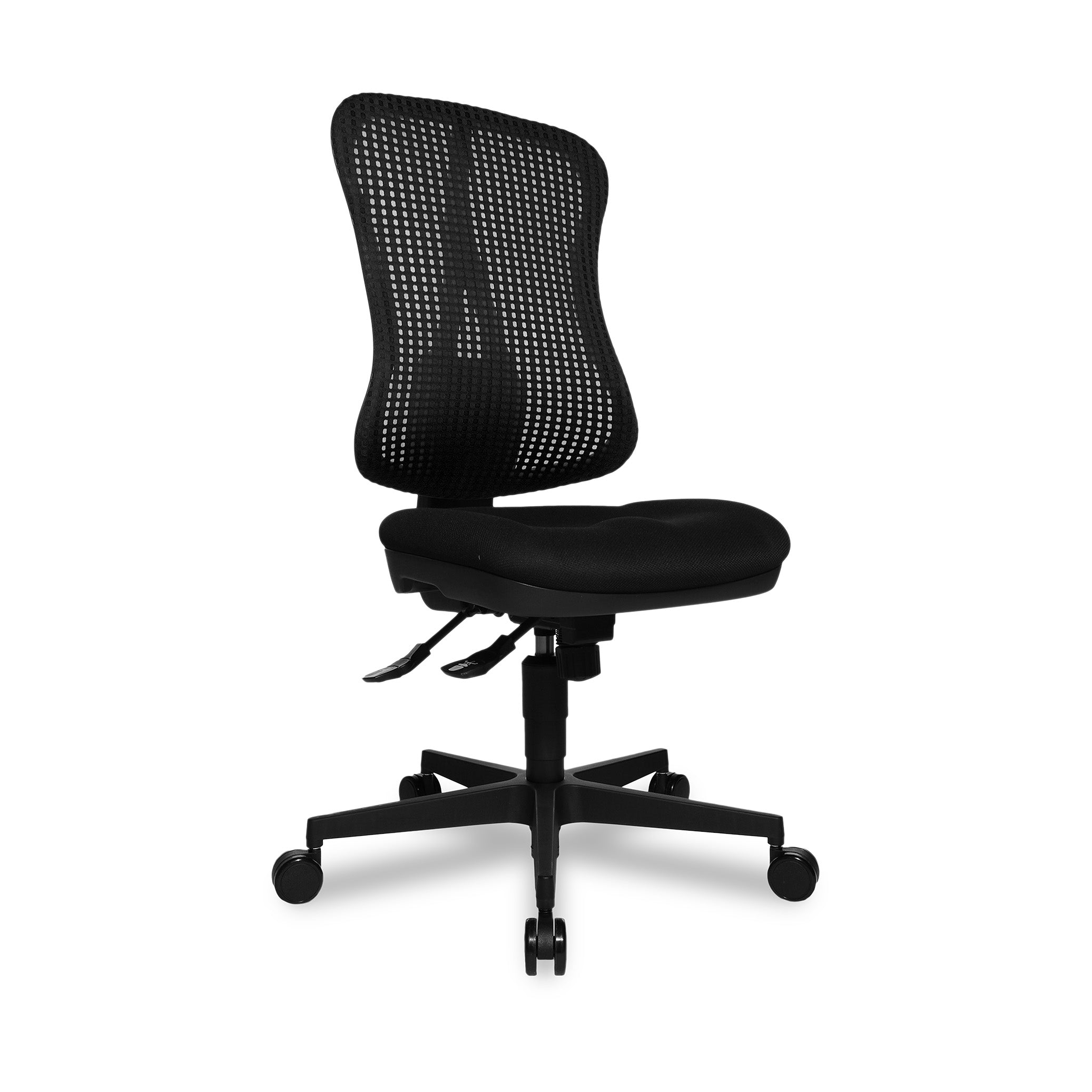 Bürodrehstuhl Headpoint – Ergonomischer Bürostuhl mit verstellbarer Rückenlehne & Lendenwirbelstütze, Schwarzes Polster | GS geprüft