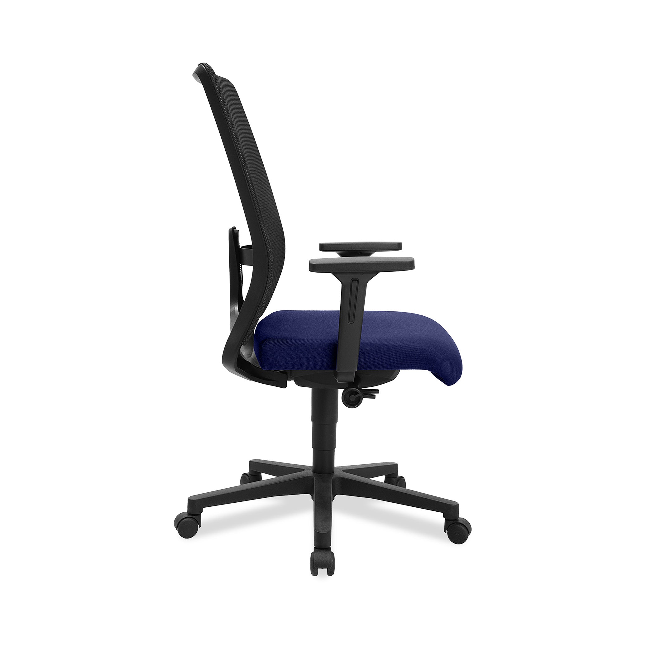 Bürodrehstuhl Eurostar 200 – Ergonomischer Bürostuhl mit h Ordnerhöhener Rückenlehne & Lendenwirbelstütze, Blaues Polster | GS geprüft