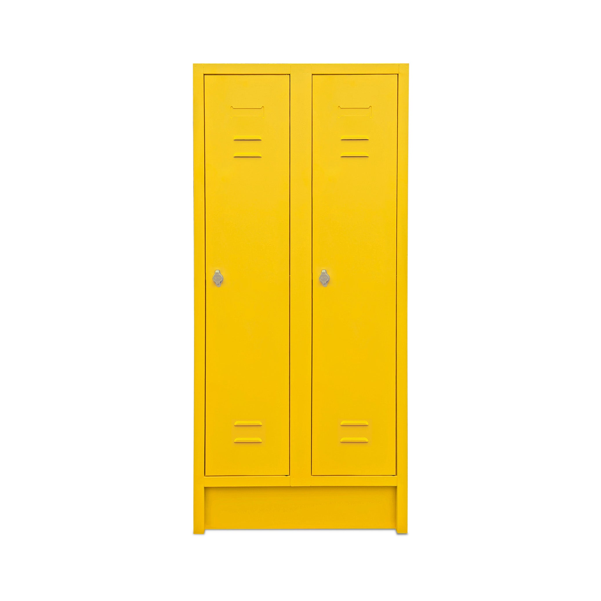 Praktischer Schulspind, 2 Abteile mit je 1 Fach, 1600 mm hoch, Farbe Zinkgelb