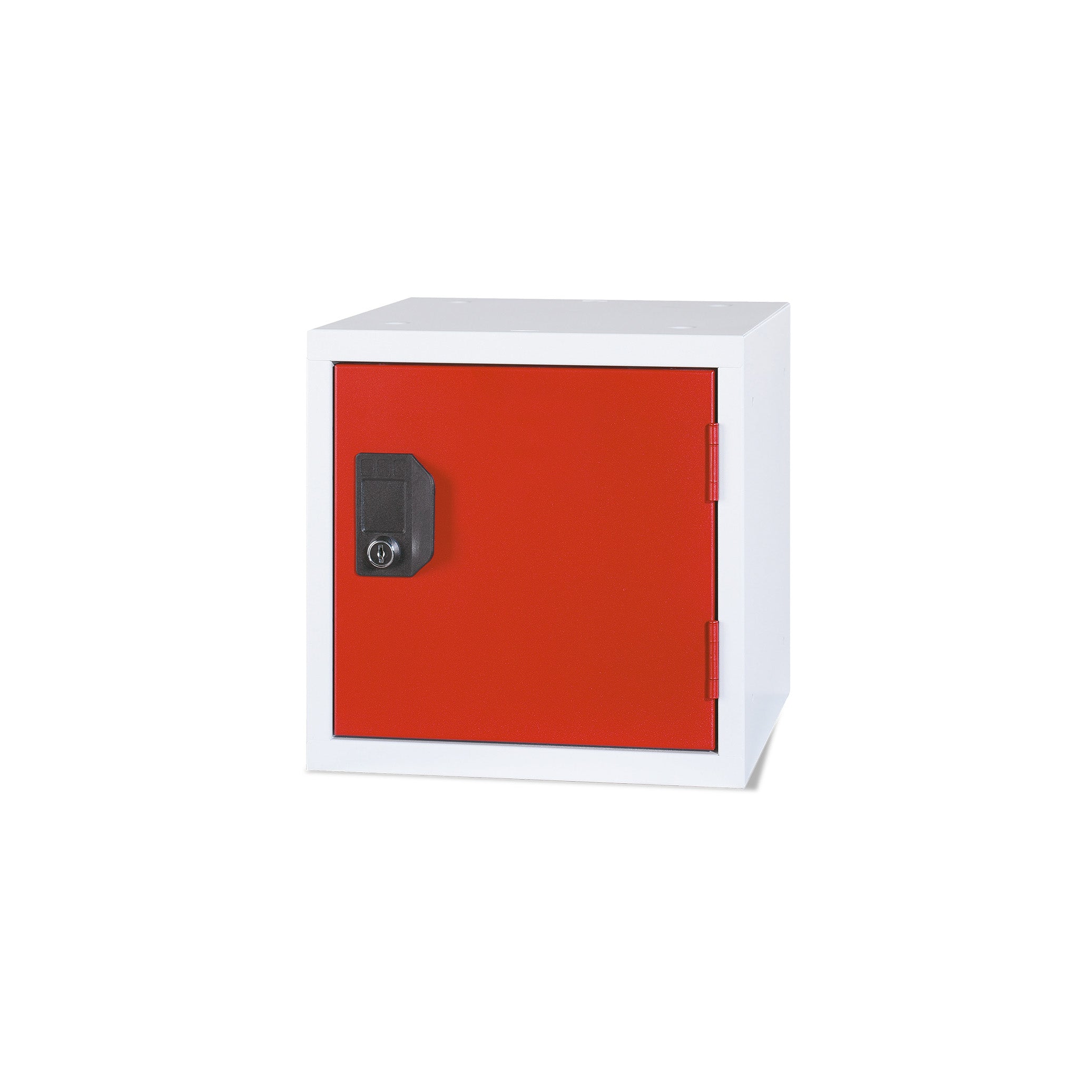 Modularer Schließfachwürfel 450 × 450 × 450 mm, Lichtgrau/Feuerrot – flexibel erweiterbares Aufbewahrungssystem