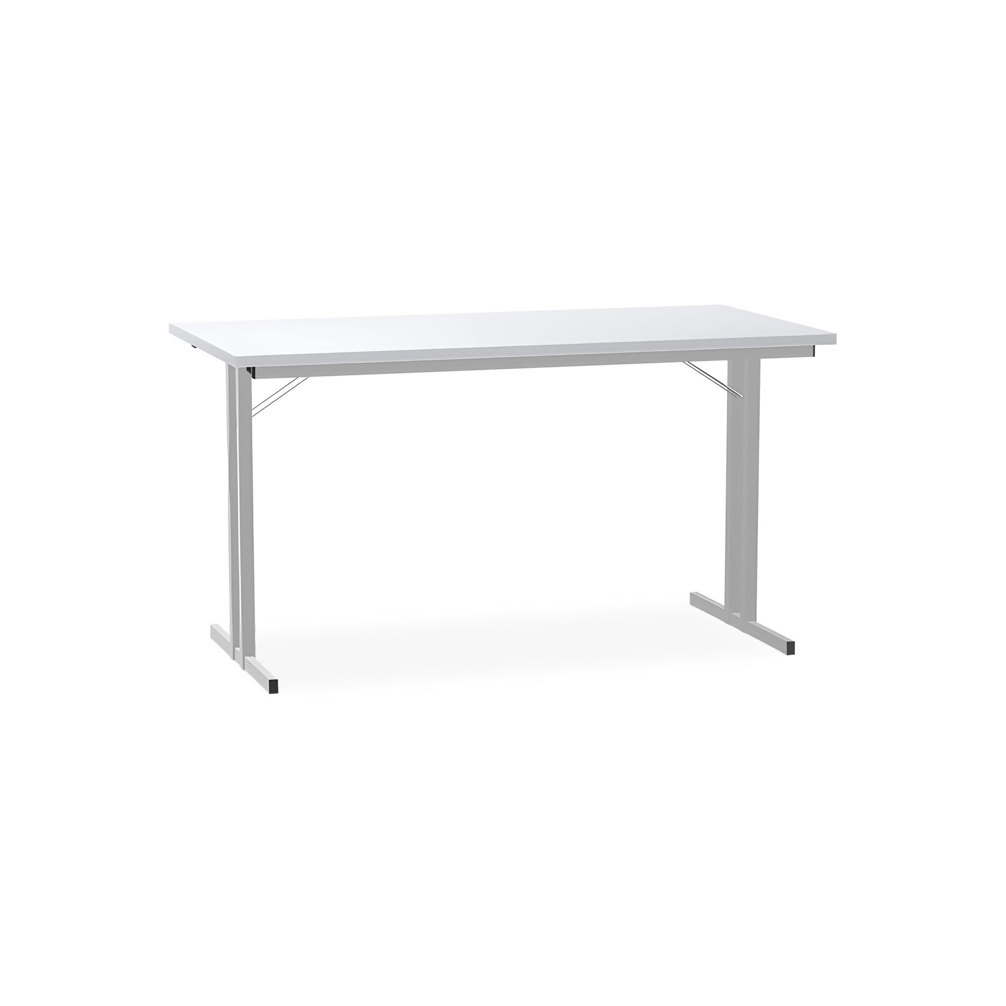 Praktischer Klapptisch 1400 × 700 mm – mit T-Fuß, Höhe 750 mm, Farbe Lichtgrau/Grau