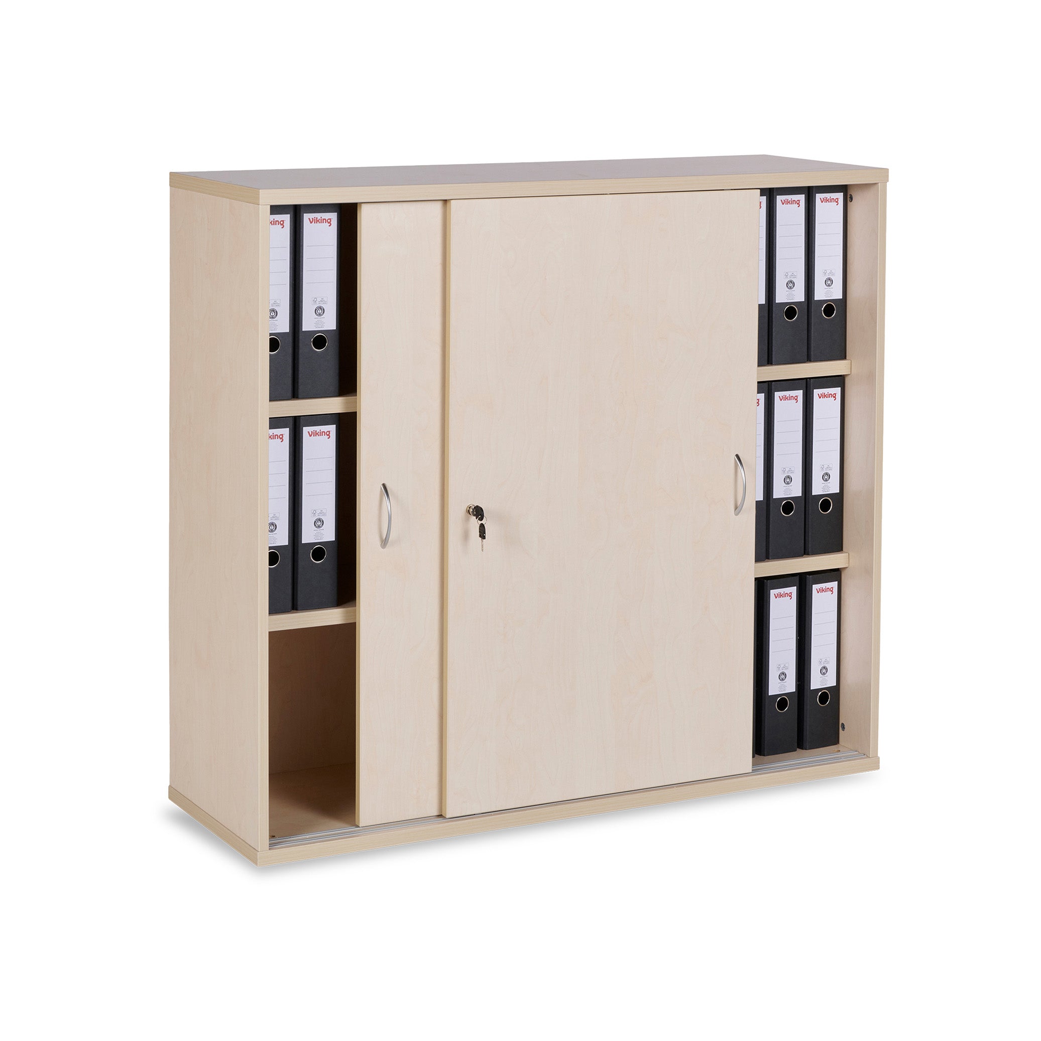 Funktionaler Schiebetürenschrank 1200 × 400 × 1095 mm, 3 Ordnerhöhen, Farbe Ahorn/Ahorn