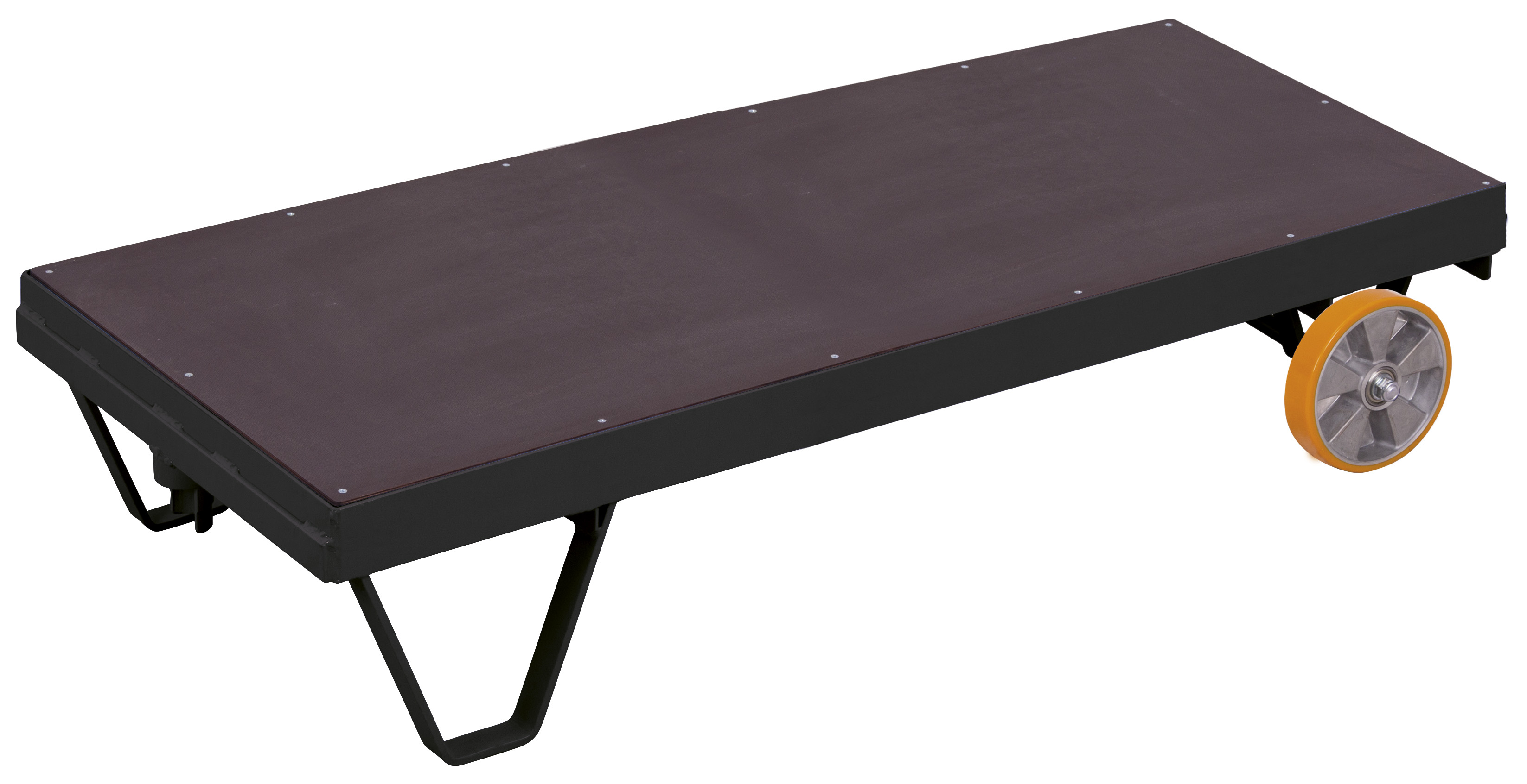 Strapazierfähige Schwerlast-Rollplatte 2005 × 1000 × 340 mm, 3000 kg Traglast, RAL 7016