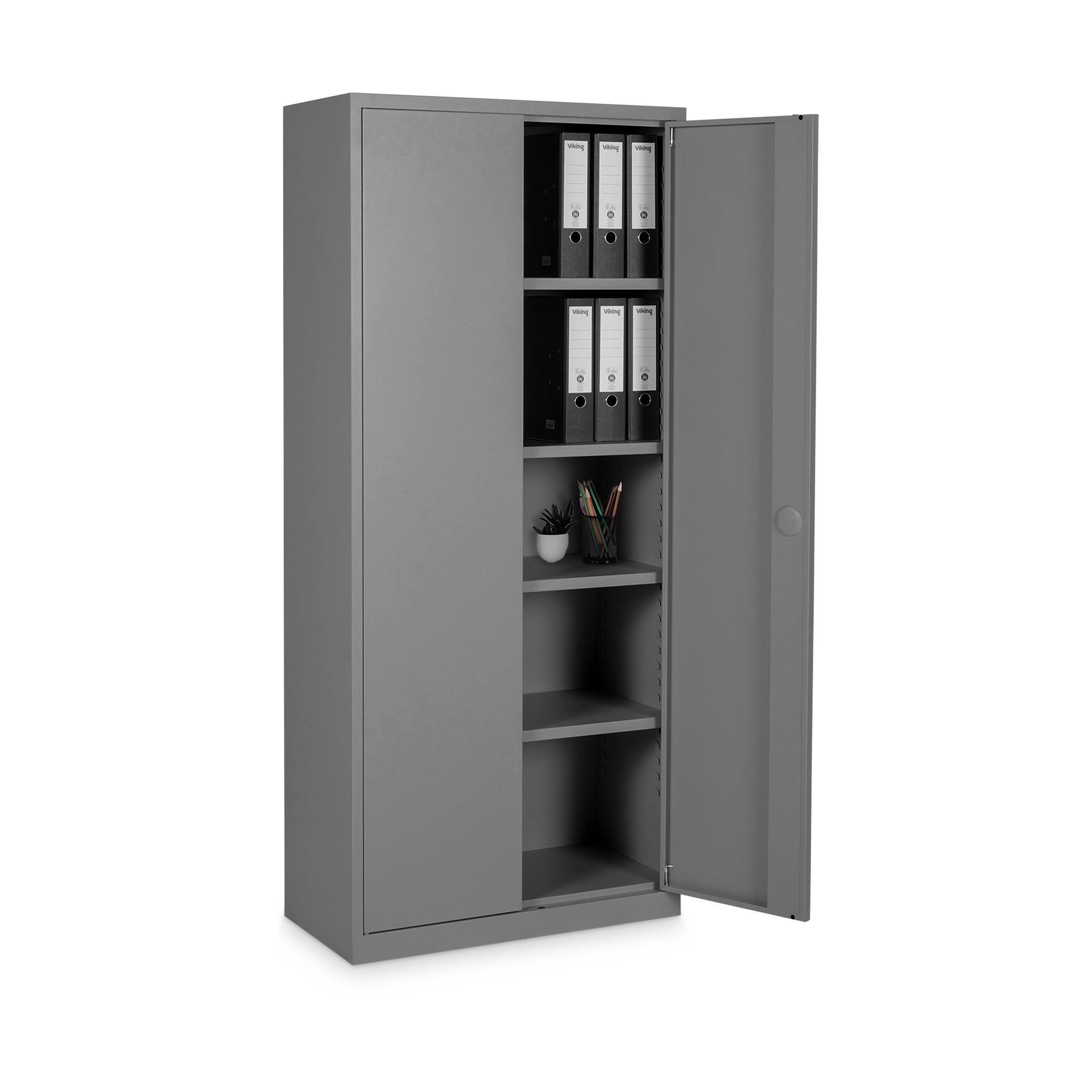 Stahl-Aktenschrank 800 × 380 × 1800 mm (4,5 Ordnerhöhen), Weißaluminium – robuster Stahlschrank für sichere Aktenaufbewahrung