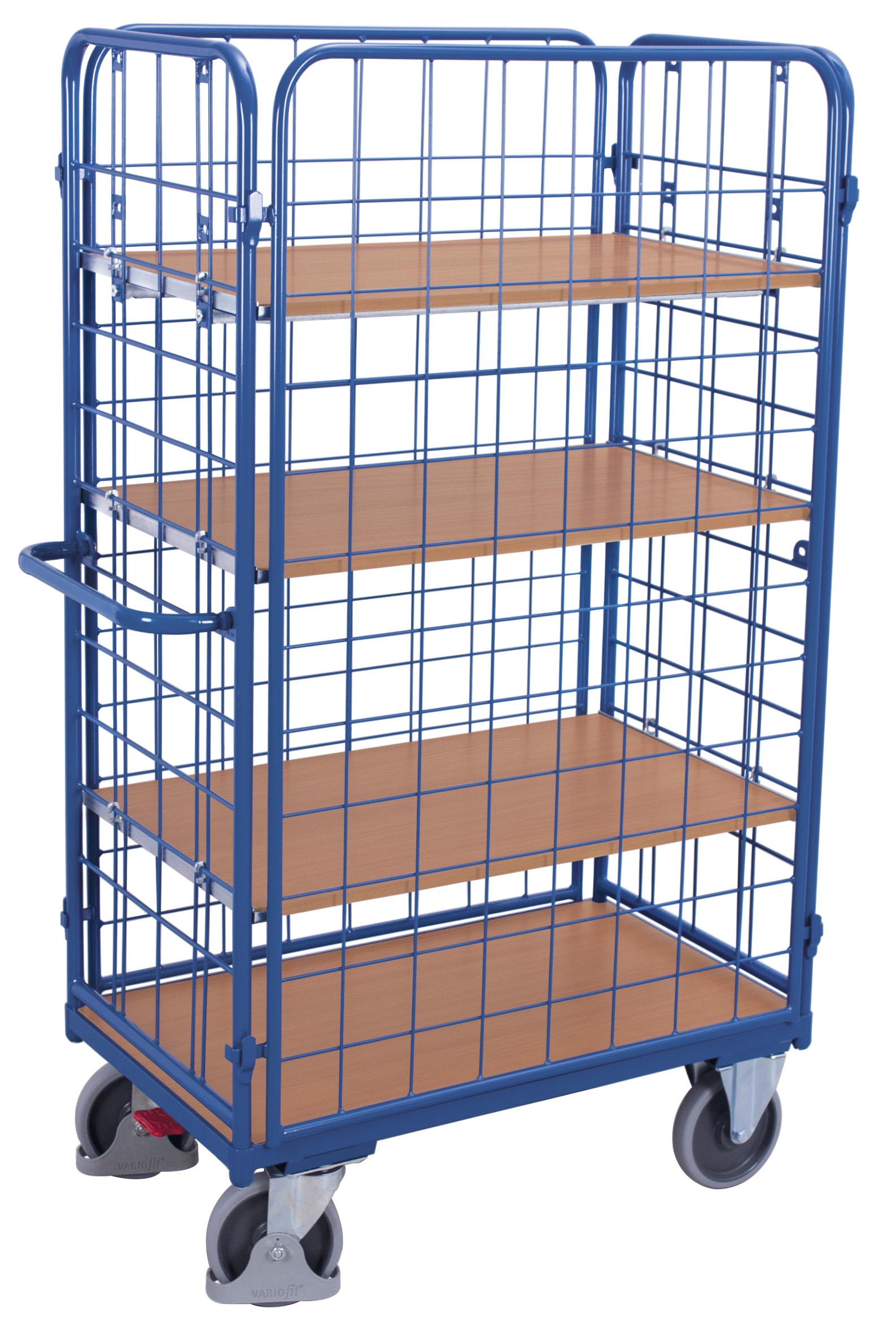 Kompakter Etagenwagen hoch 1040 × 540 × 1780 mm mit Holzladeflächen, 400 kg Traglast, RAL 5010, ideal für Lager & Werkstatt Strapazierfähiger Etagenwagen hoch 1390 × 840 × 1820 mm mit Holzladeflächen, 500 kg Traglast, RAL 5010, ideal für Lager & Werkstatt