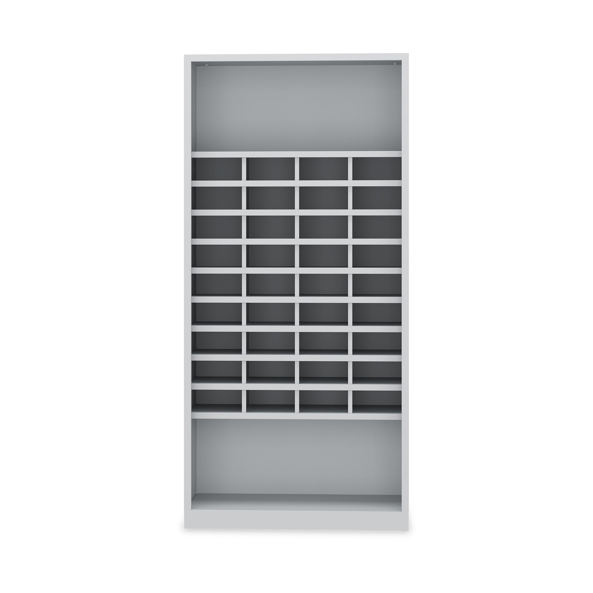 Robustes Planregal 920 × 420 × 1950 mm mit 36 Kleingefachen