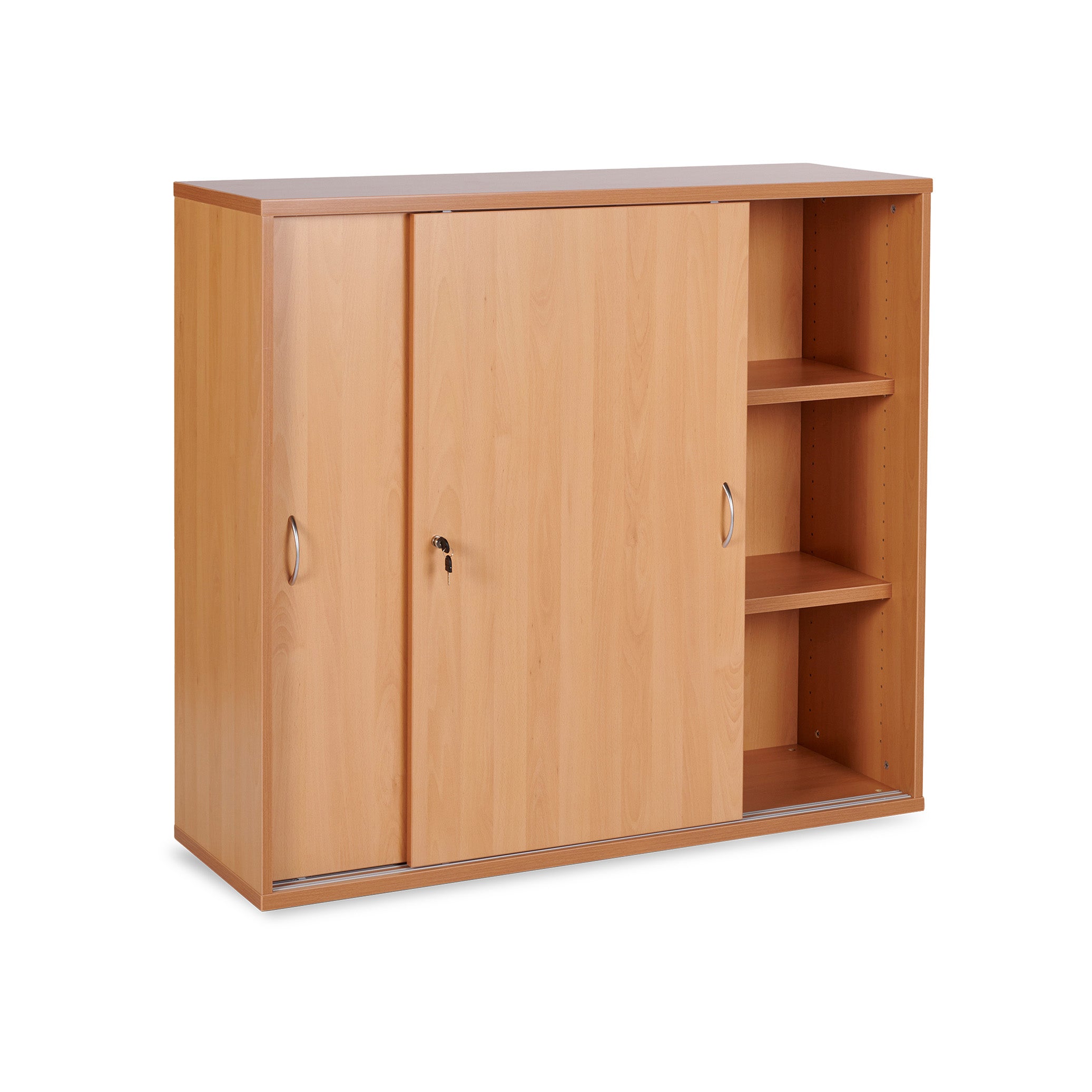 Mittelhoher Schiebetürenschrank 1200 × 400 × 1095 mm, 3 Ordnerhöhen, Farbe Buche/Buche