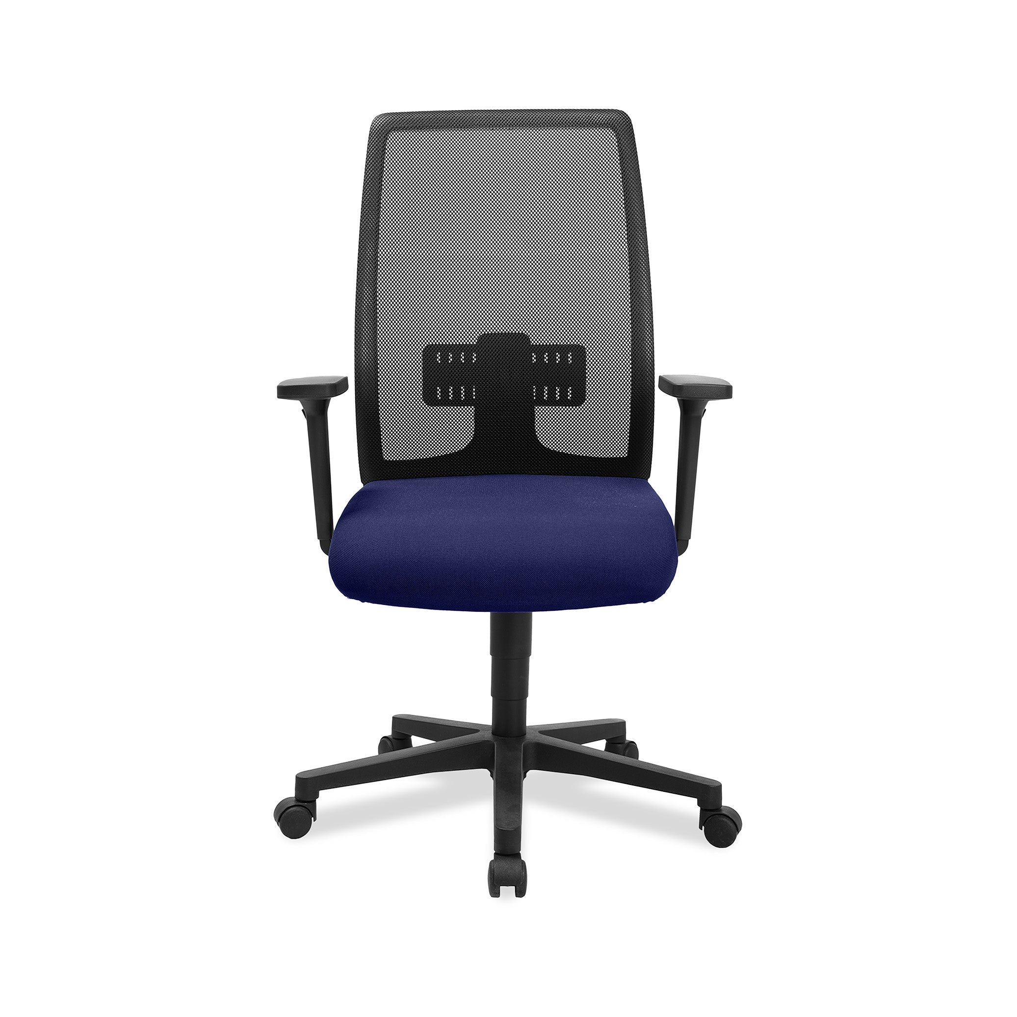 Bürodrehstuhl Eurostar 200 – Ergonomischer Bürostuhl mit h Ordnerhöhener Rückenlehne & Lendenwirbelstütze, Blaues Polster | GS geprüft