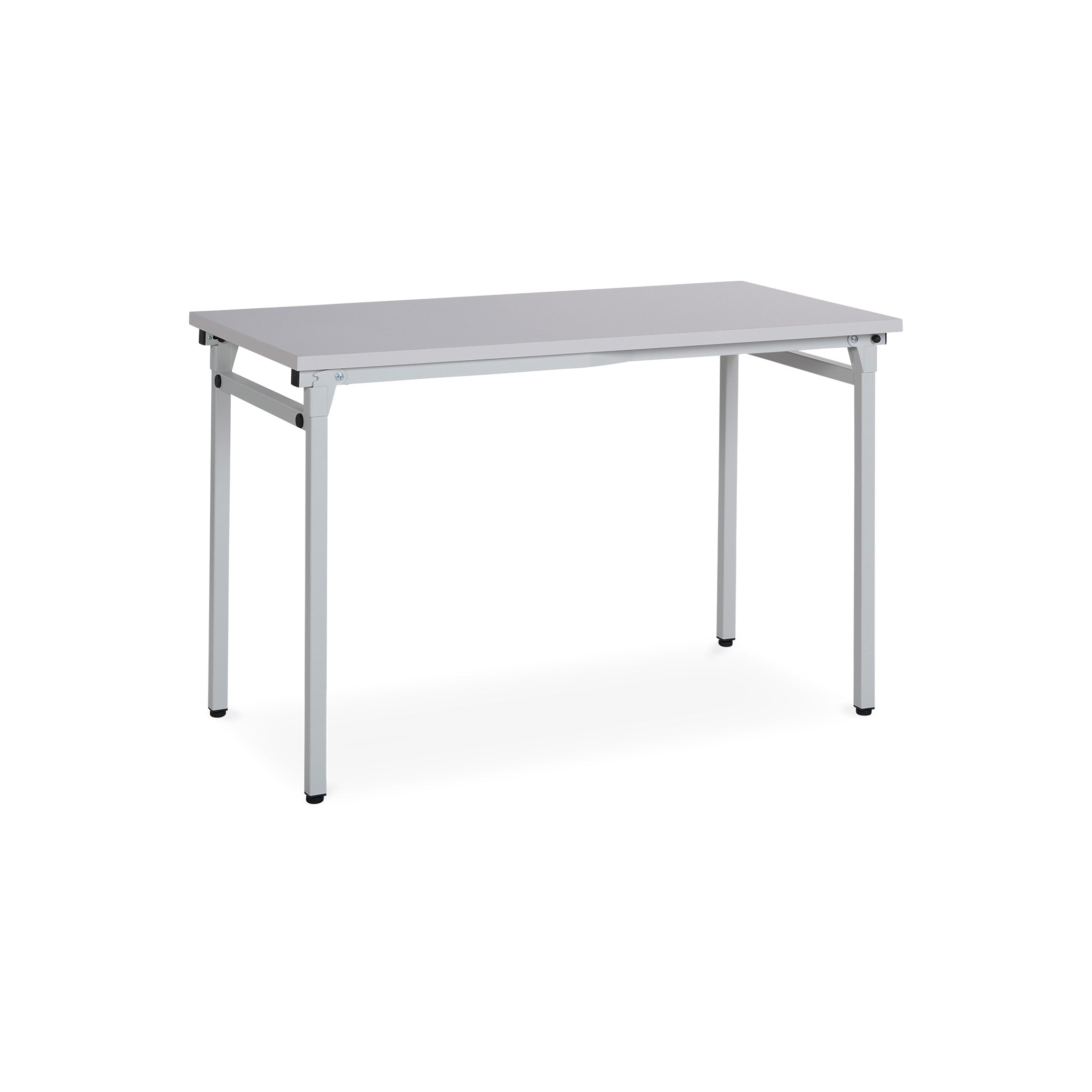 Großzügiger Klapptisch 1400 × 700 mm, 4-Fuß-Gestell, Fixhöhe 750 mm, Farbe Grau RAL 7035