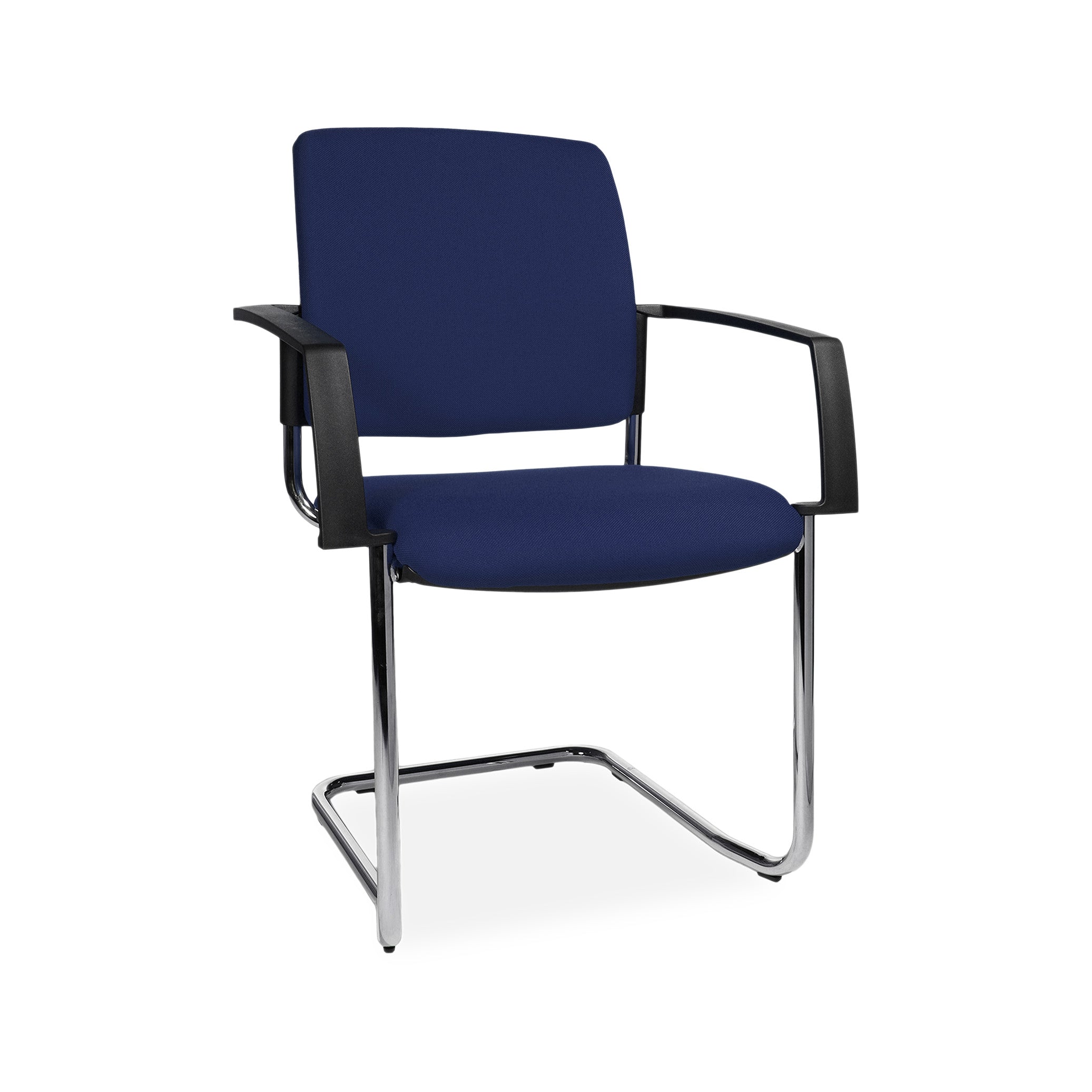 Freischwinger BTOB 20 mit Polsterrücken und Chromgestell – stapelbar bis 6 – für Seminar & Meeting – Blaues Polster – modern & komfortabel Freischwinger BTOB 20 mit Polsterrücken und Chromgestell – stapelbar bis 6 – für Seminar & Meeting – Blaues Polster – modern & komfortabel