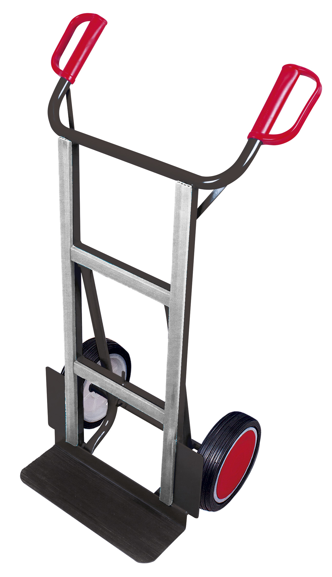 Kompakte Gerätekarre mit Luftbereifung, 640 × 425 × 1145 mm, Farbe RAL 7016