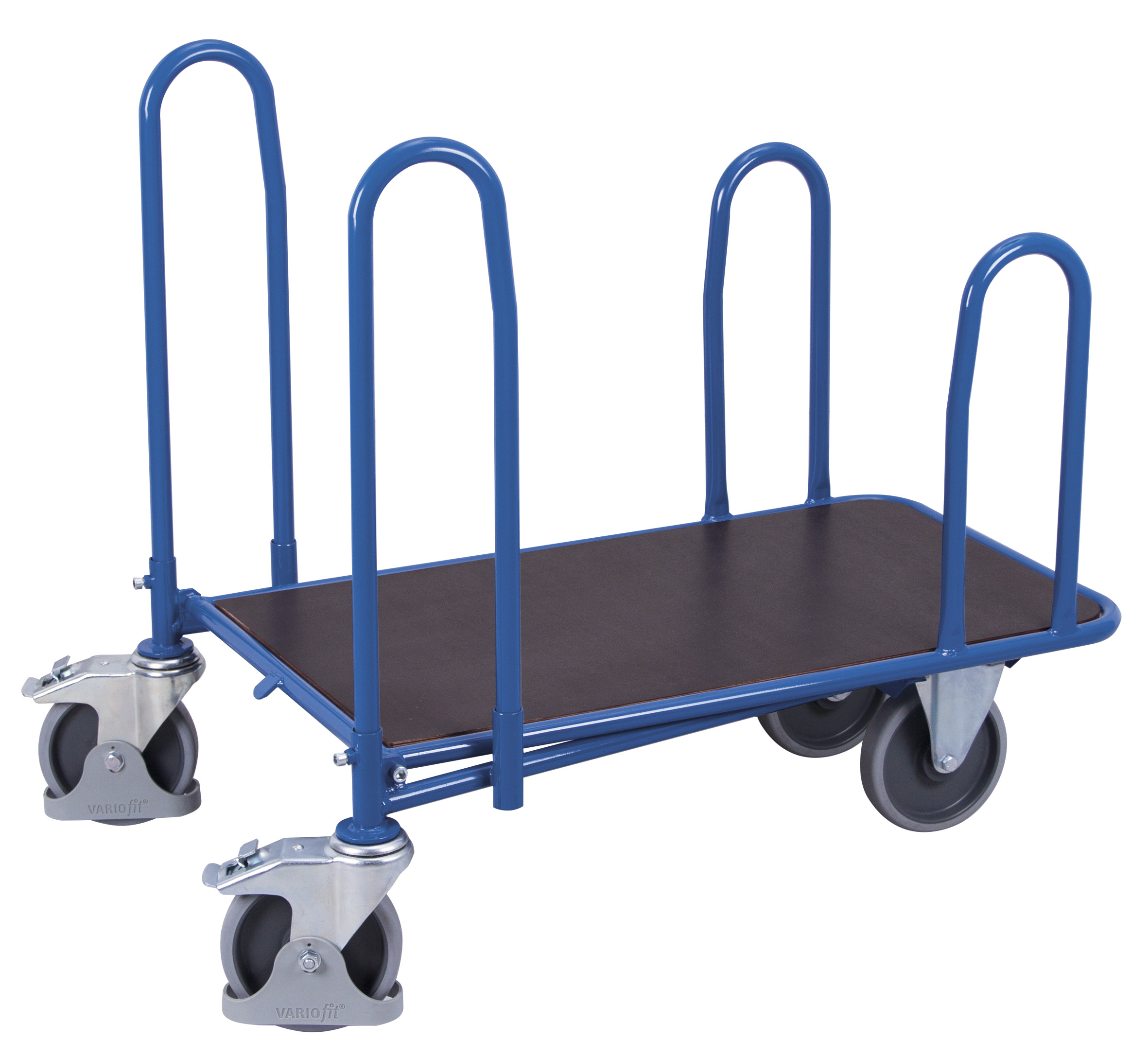 Moderater C+C Wagen mit 4 Seitenbügeln 1100 × 840 mm mit Siebdruck-Ladefläche, 500 kg Traglast, RAL 5010, ideal für Lager & Werkstatt Stabiler C+C Wagen mit 4 Seitenbügeln 1100 × 740 mm mit Siebdruck-Ladefläche, 500 kg Traglast, RAL 5010, ideal für Lager & Werkstatt