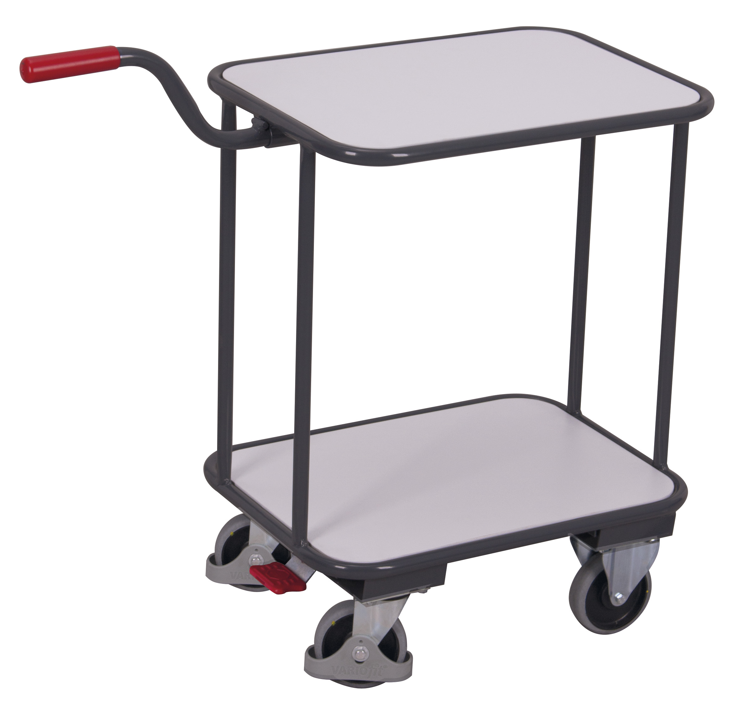 Kompakter ESD Griffroller mit 2 Ladeflächen, 940 × 455 × 910 mm, RAL 7024, elektrisch leitfähig Kompakter ESD Griffroller mit 2 Ladeflächen, 940 × 455 × 910 mm, RAL 7024, elektrisch leitfähig