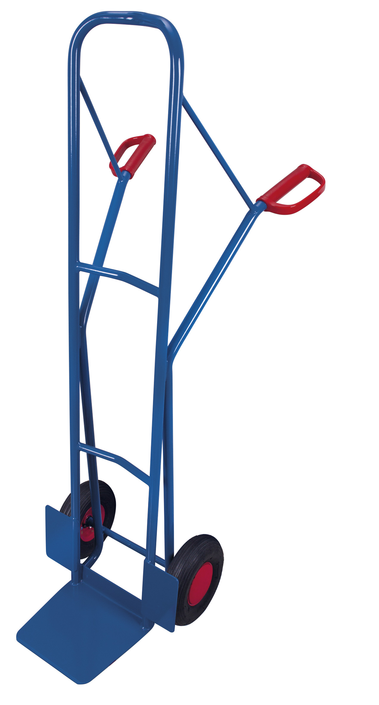 Hochprofilige Stahlrohrkarre mit Luftbereifung 250 kg, 550 × 740 × 1600 mm, RAL 5010 – ideal für Lager & Logistik Hochprofilige Stahlrohrkarre mit Luftbereifung 250 kg, 550 × 740 × 1600 mm, RAL 5010 – ideal für Lager & Logistik