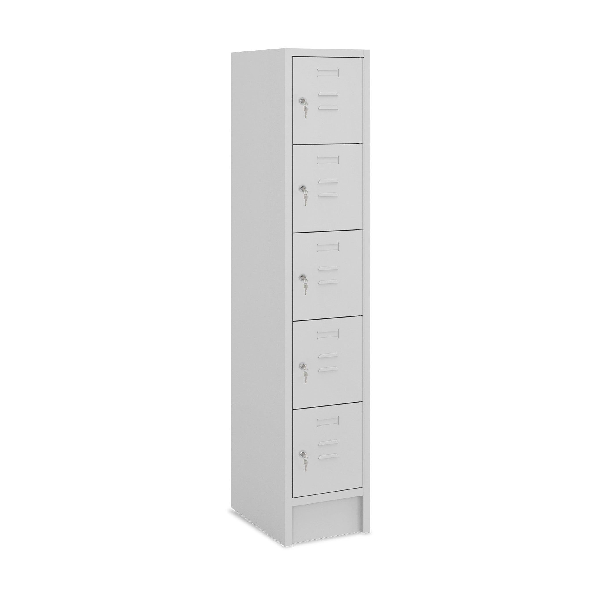 Platzsparender Fächerschrank mit 5 Türen, 350 × 500 × 1800 mm, Farbe lichtgrau