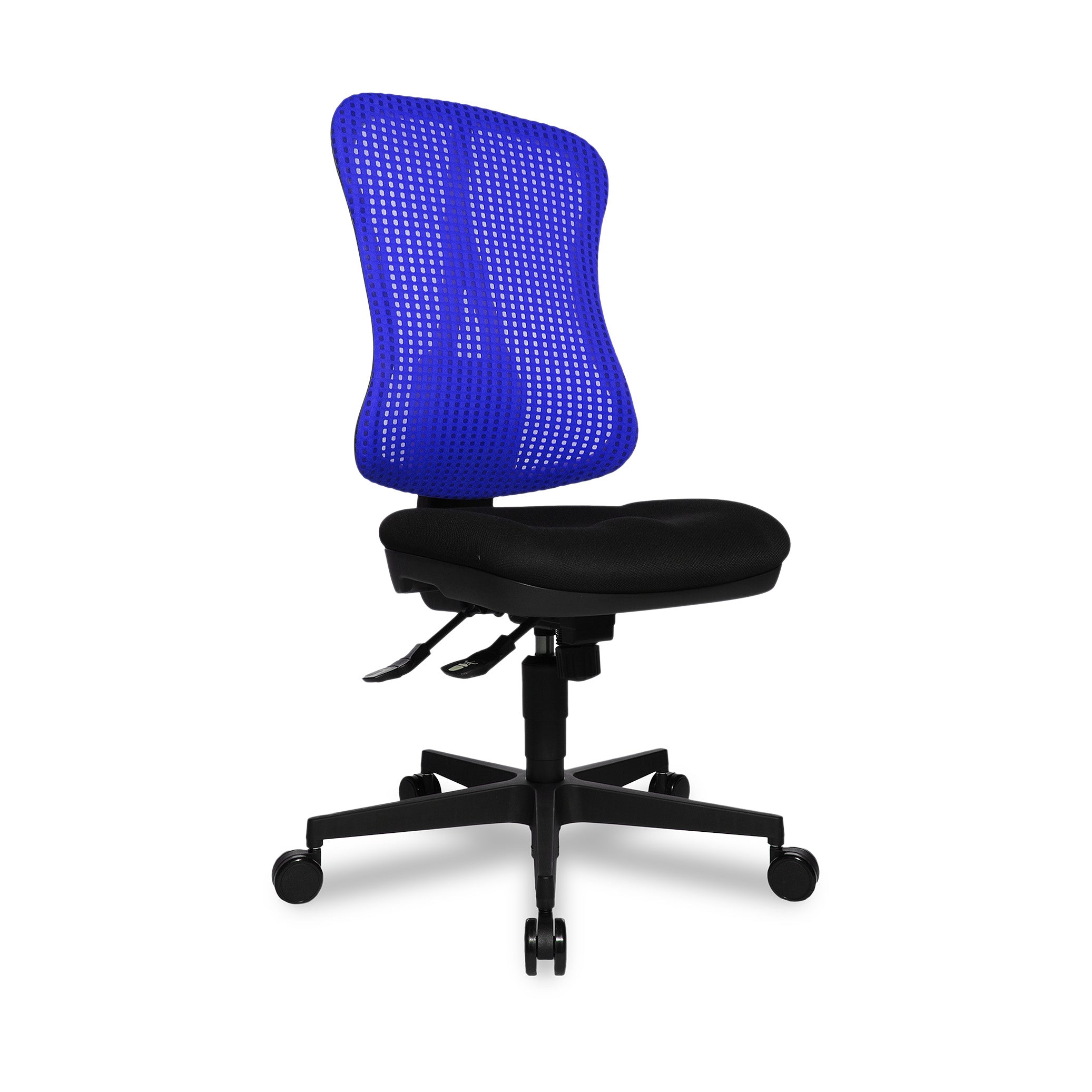 Bürodrehstuhl Headpoint – Ergonomischer Bürostuhl mit verstellbarer Rückenlehne & Lendenwirbelstütze, Blaues Polster | GS geprüft Bürodrehstuhl Headpoint – Ergonomischer Bürostuhl mit verstellbarer Rückenlehne & Lendenwirbelstütze, Blaues Polster | GS geprüft
