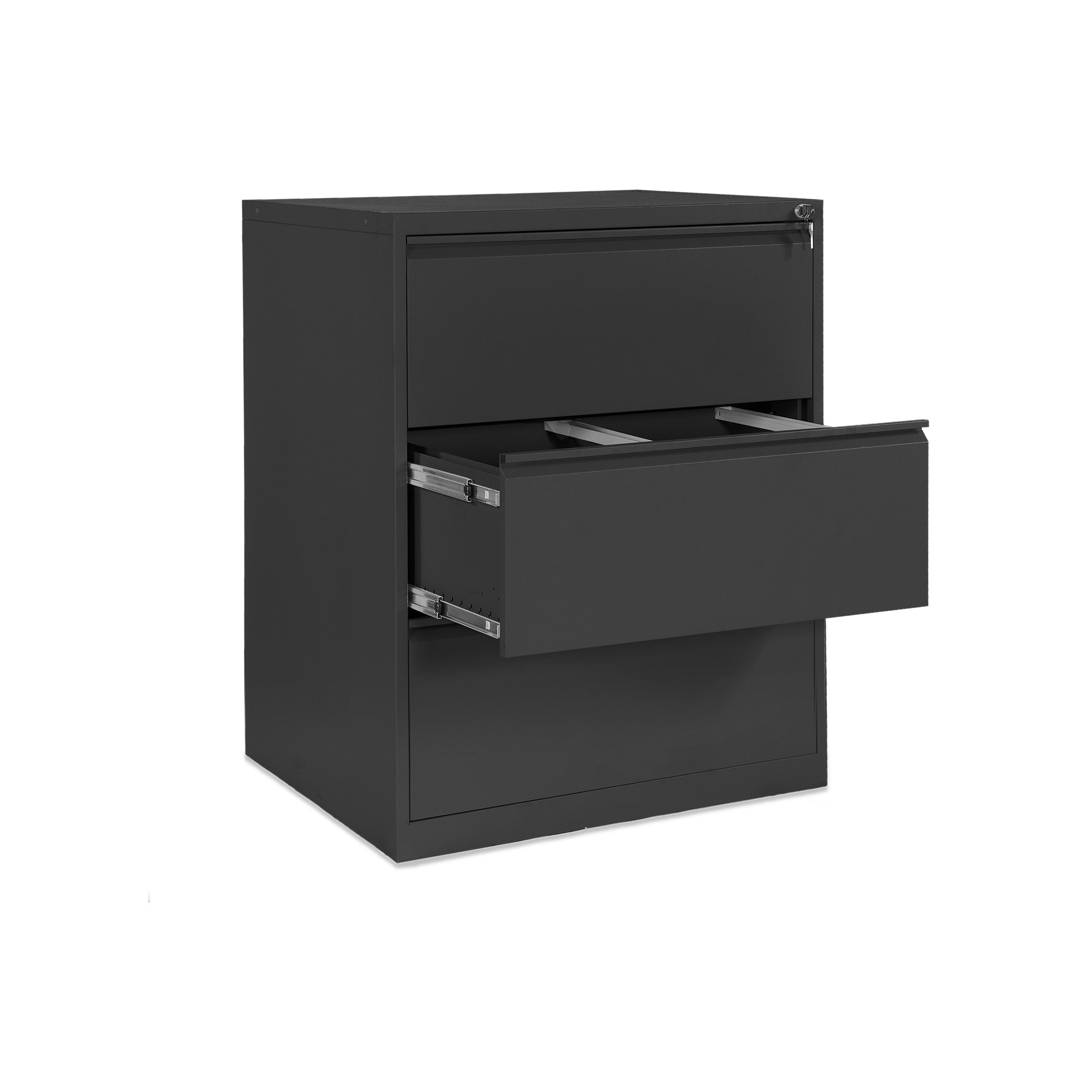 Stahl-Hängeregistraturschrank 3 Schübe doppelbahnig – Tiefschwarz