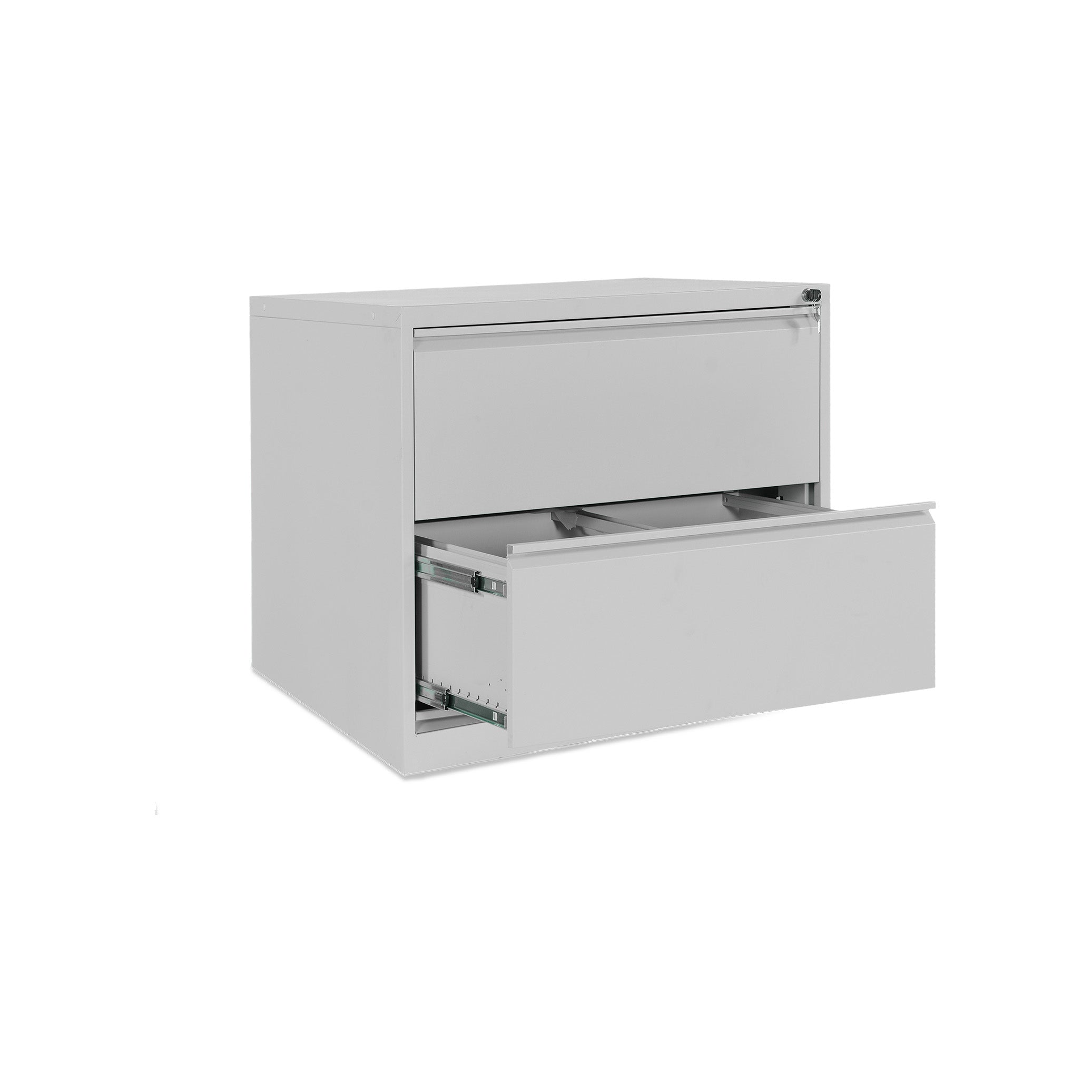 Stahl-Hängeregistraturschrank 2 Schübe doppelbahnig – Lichtgrau