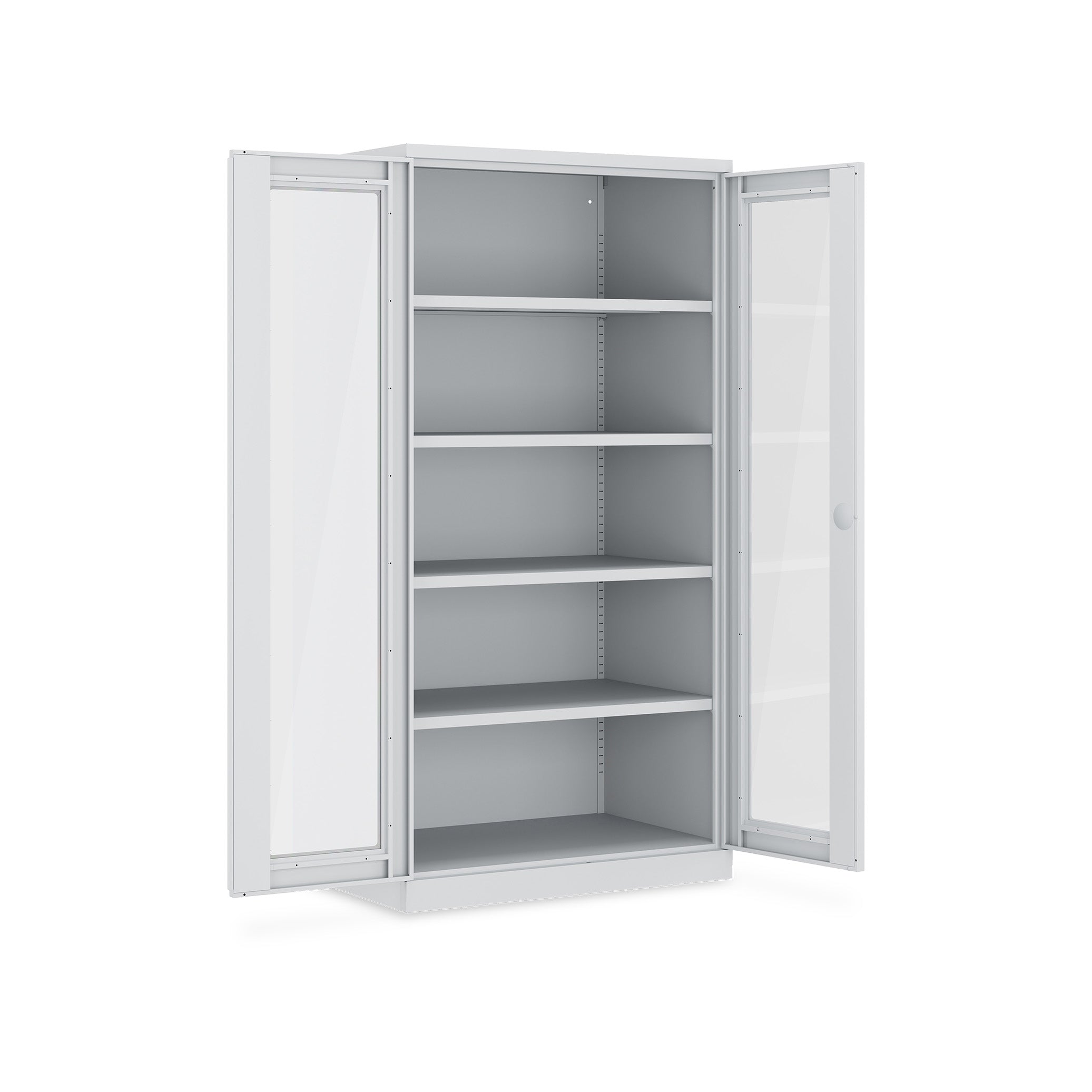 Werkstattschrank mit Acrylglasfenstern 1000 × 660 × 1950 mm – 4 Fachböden, Farbe lichtgrau Werkstattschrank mit Acrylglasfenstern 1000 × 660 × 1950 mm – 4 Fachböden, Farbe lichtgrau