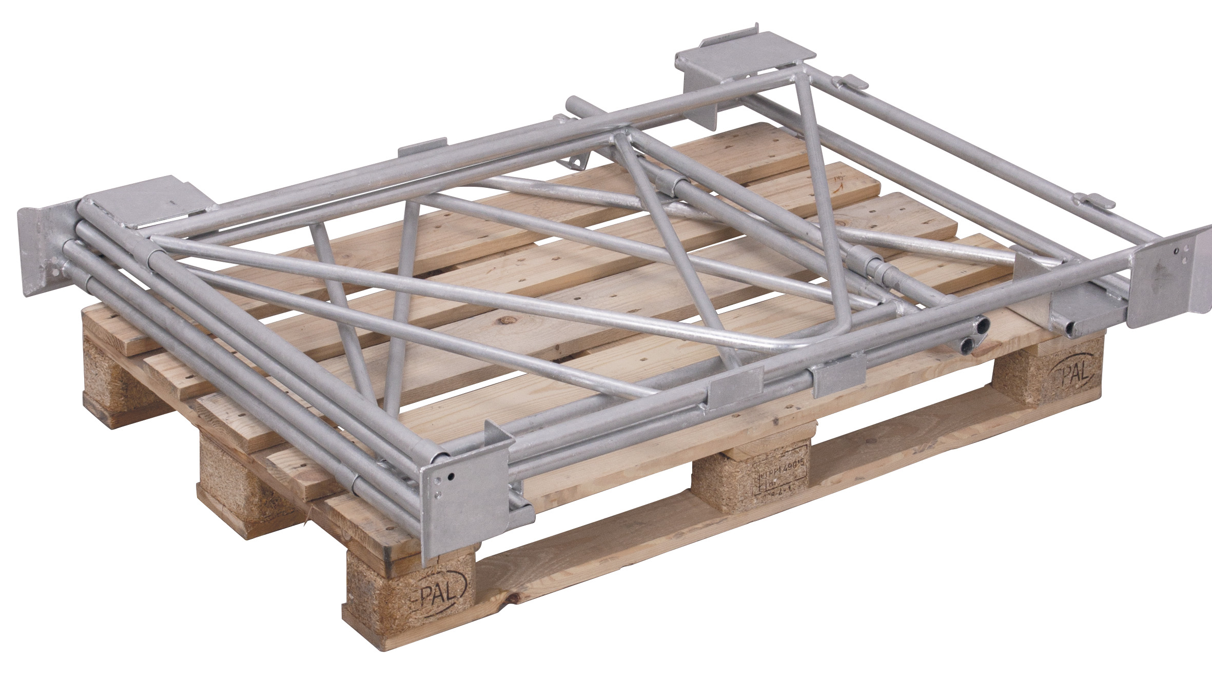 Hochbelastbarer Palettenaufsatz Typ 68, 1200 × 1000 mm, verzinkt, Nutzhöhe 1200 mm, 2000 kg Auflast, klappbar, stapelbar