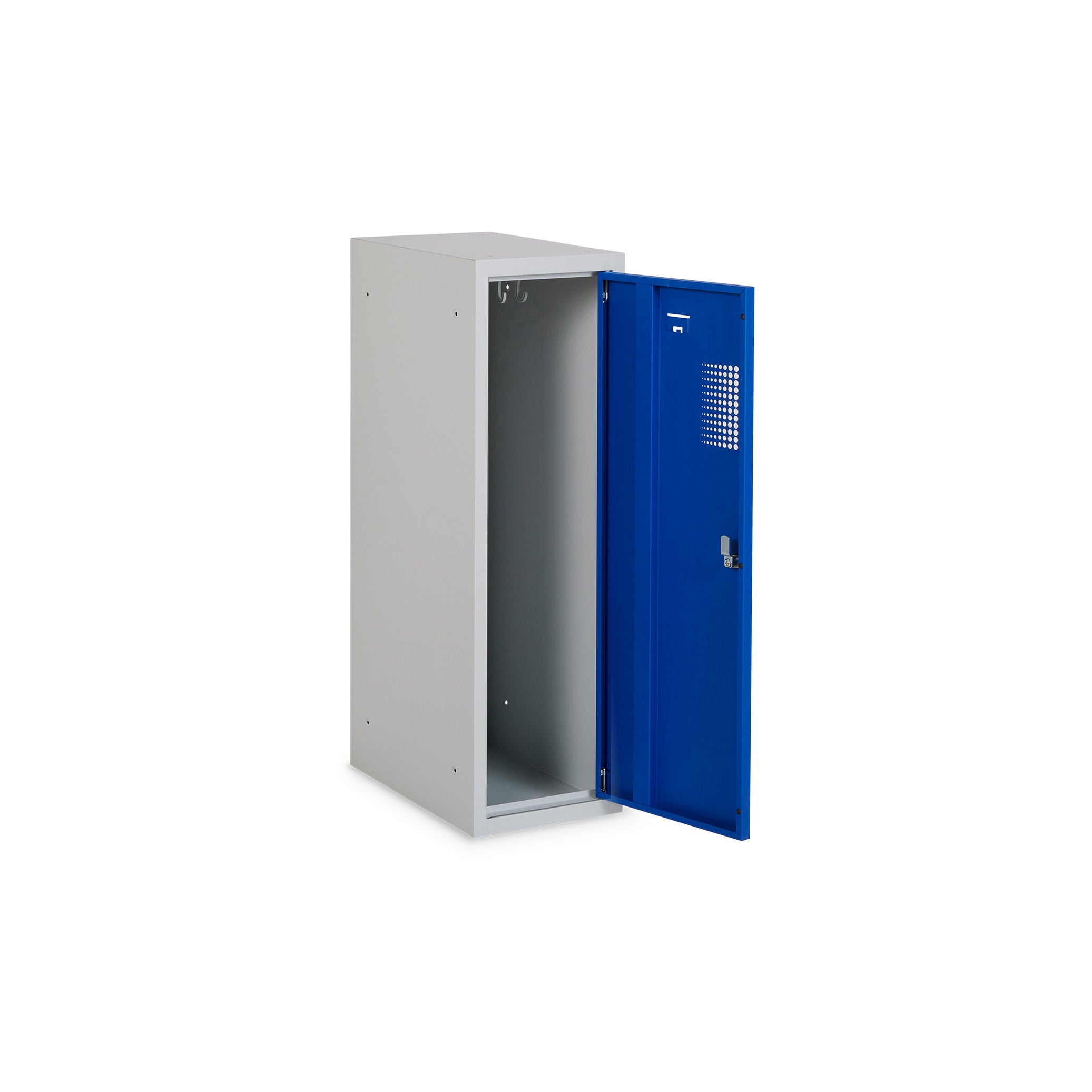 Kompakter Mini-Spind 300 × 500 × 1000 mm, Farbe lichtgrau / enzianblau