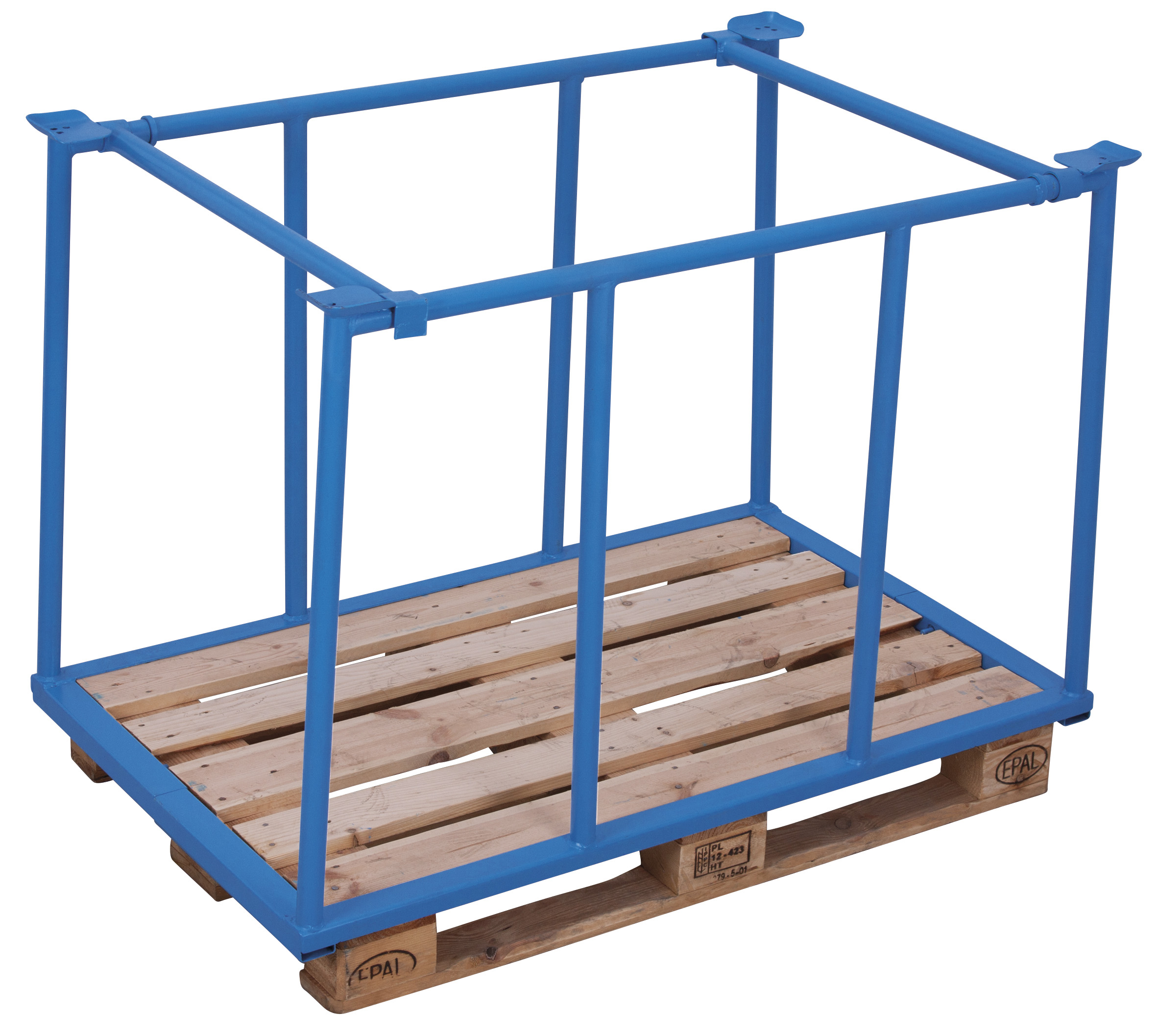 Robuster Palettenaufsatz Typ 75, 1200 × 1000 mm, RAL 5010, Nutzhöhe 755 mm, 1000 kg Auflast, klappbar, stapelbar Strapazierfähiger Palettenaufsatz Typ 75, 1200 × 800 mm, RAL 5010, Nutzhöhe 1555 mm, 1000 kg Auflast, klappbar, stapelbar
